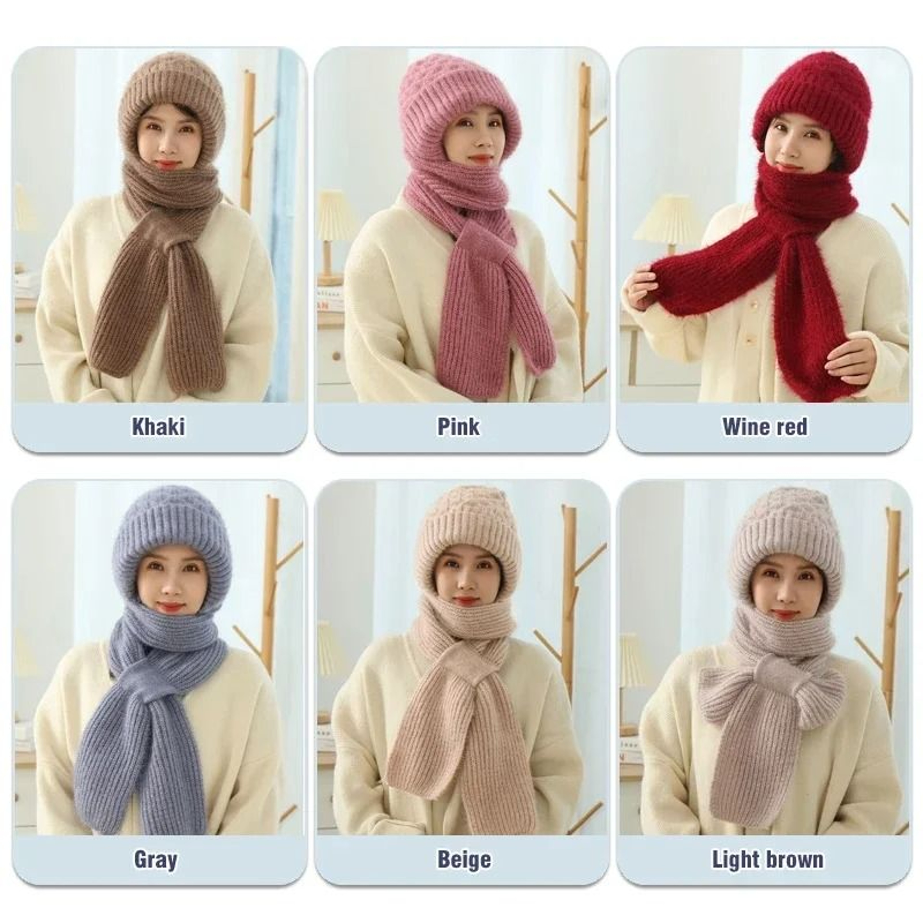 Womens Thickened Knit Winter Hat And Scarf Combo For Cozy Warmth 11