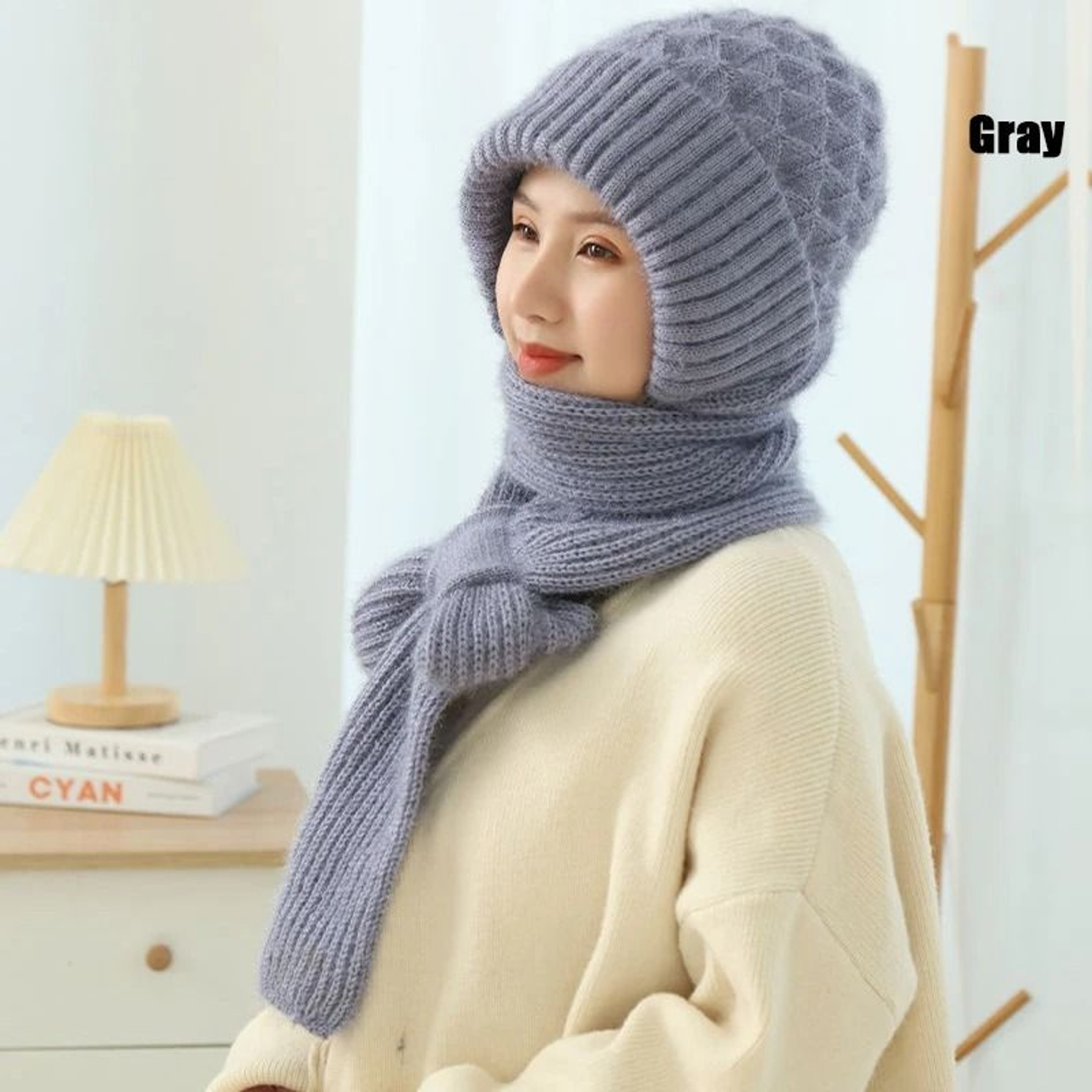 Womens Thickened Knit Winter Hat And Scarf Combo For Cozy Warmth 3