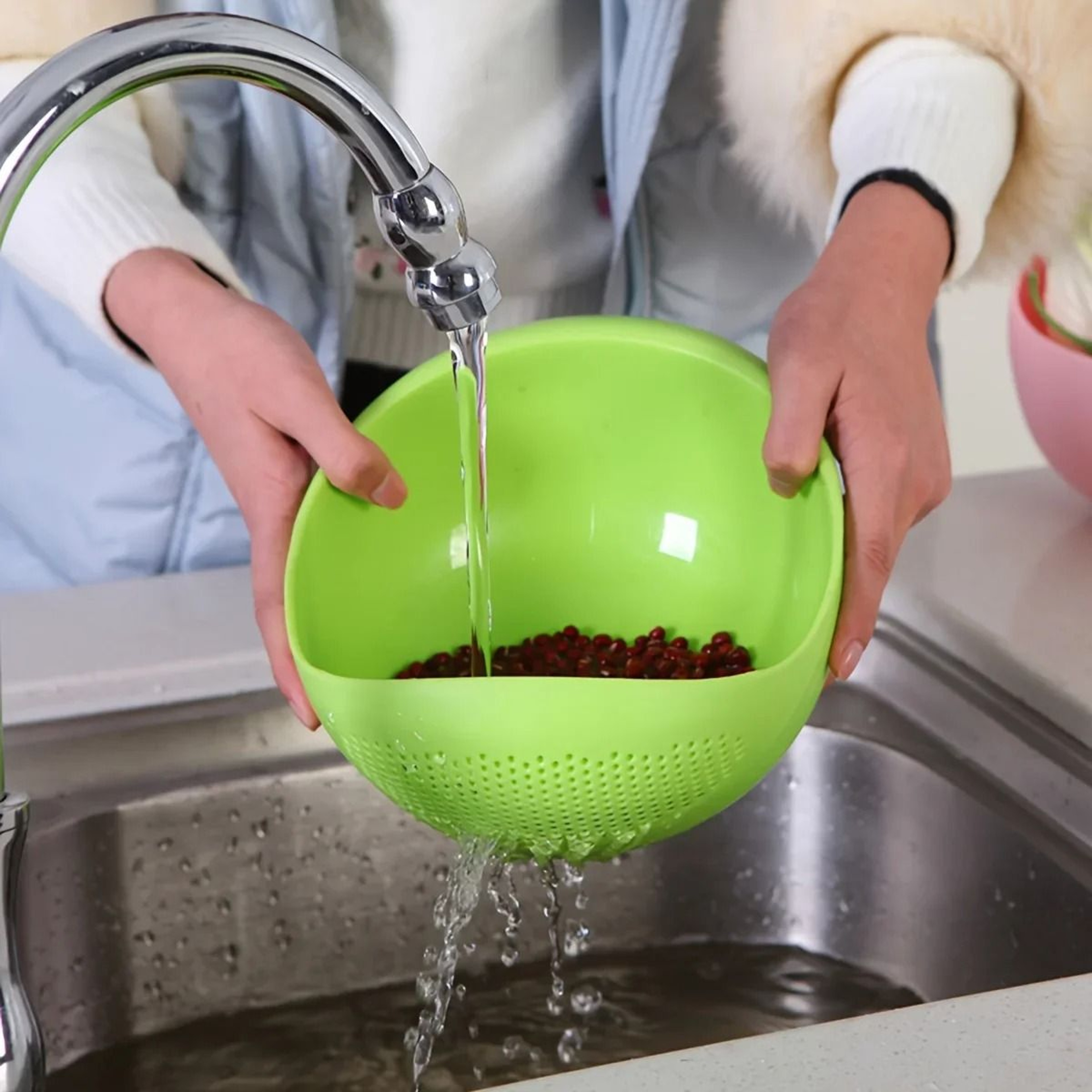 Large Rice Washing Bowl With Drainage Strainer Basket 5