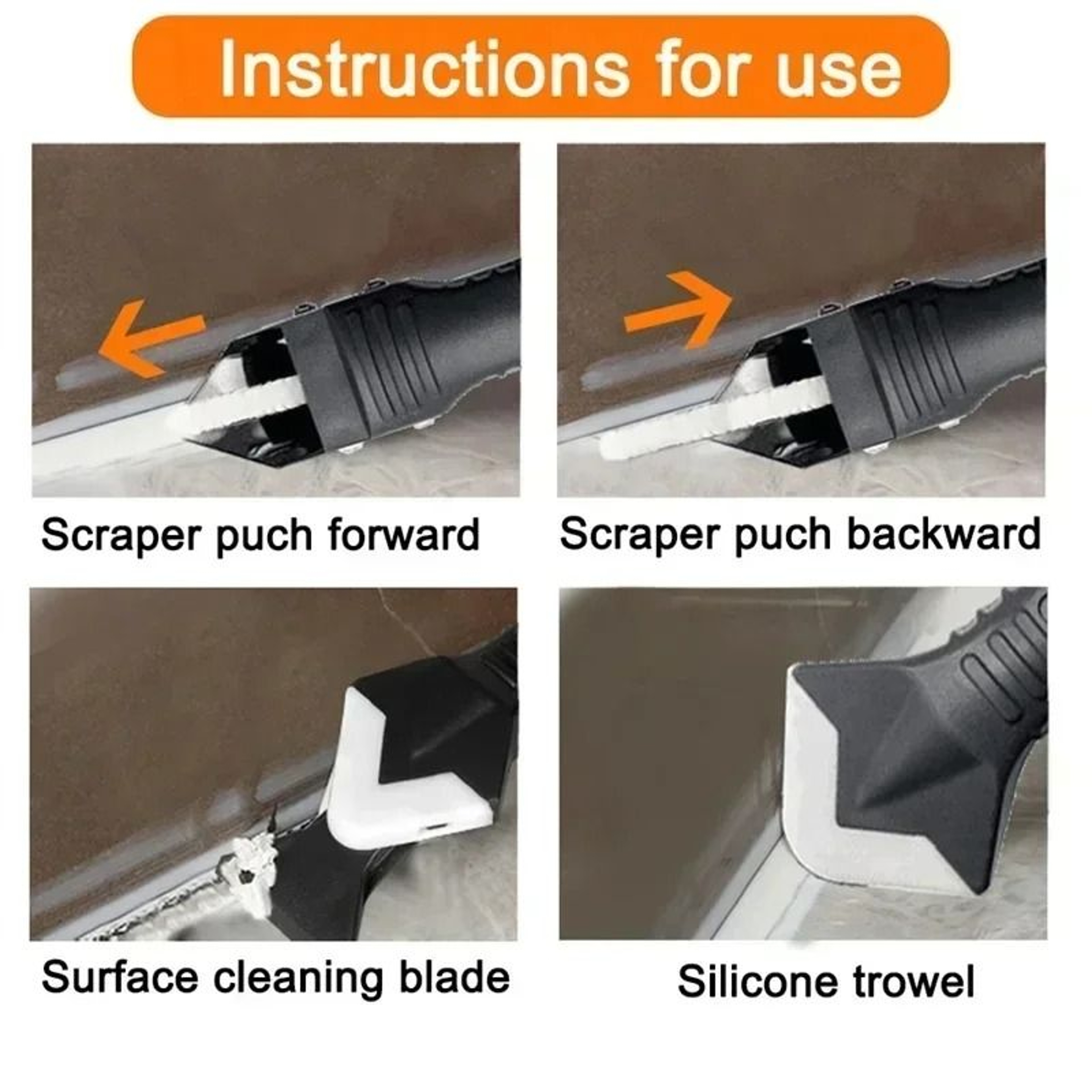 3 In 1 Silicone Caulking Tool Kit With Stainless Steel Scraper 4