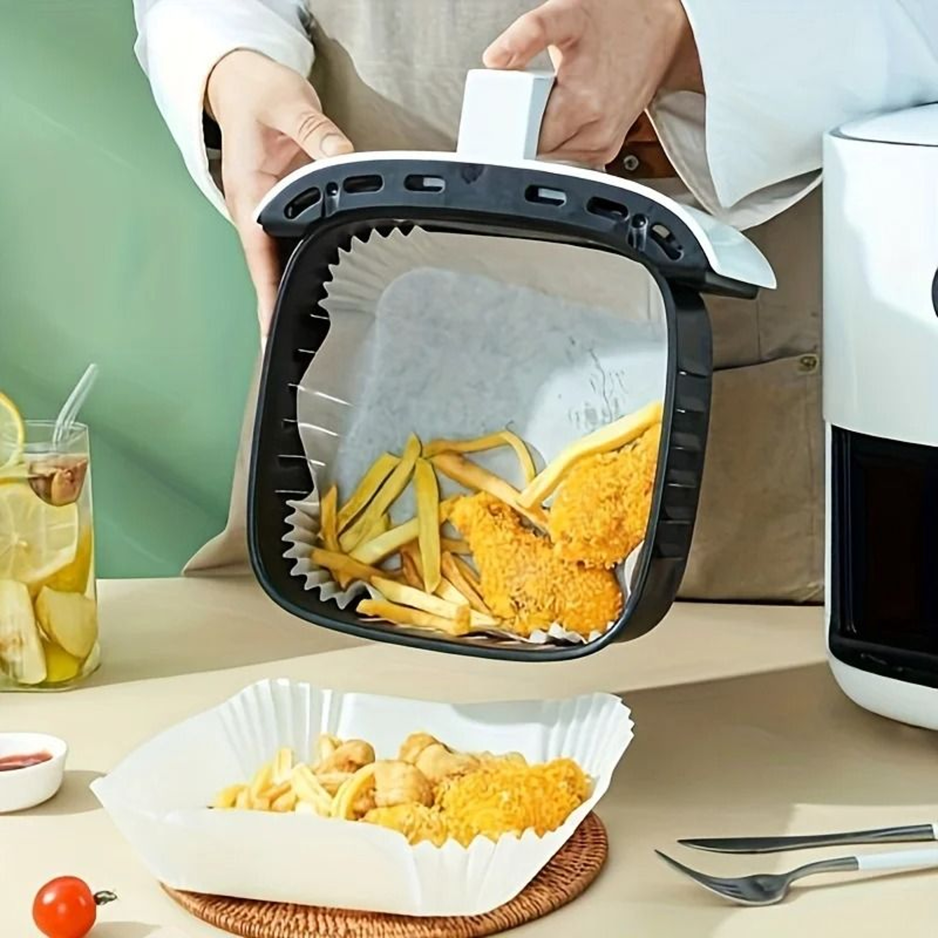 30 Pack Disposable Air Fryer Paper Liners Nonstick Baking Parchment Sheets 3