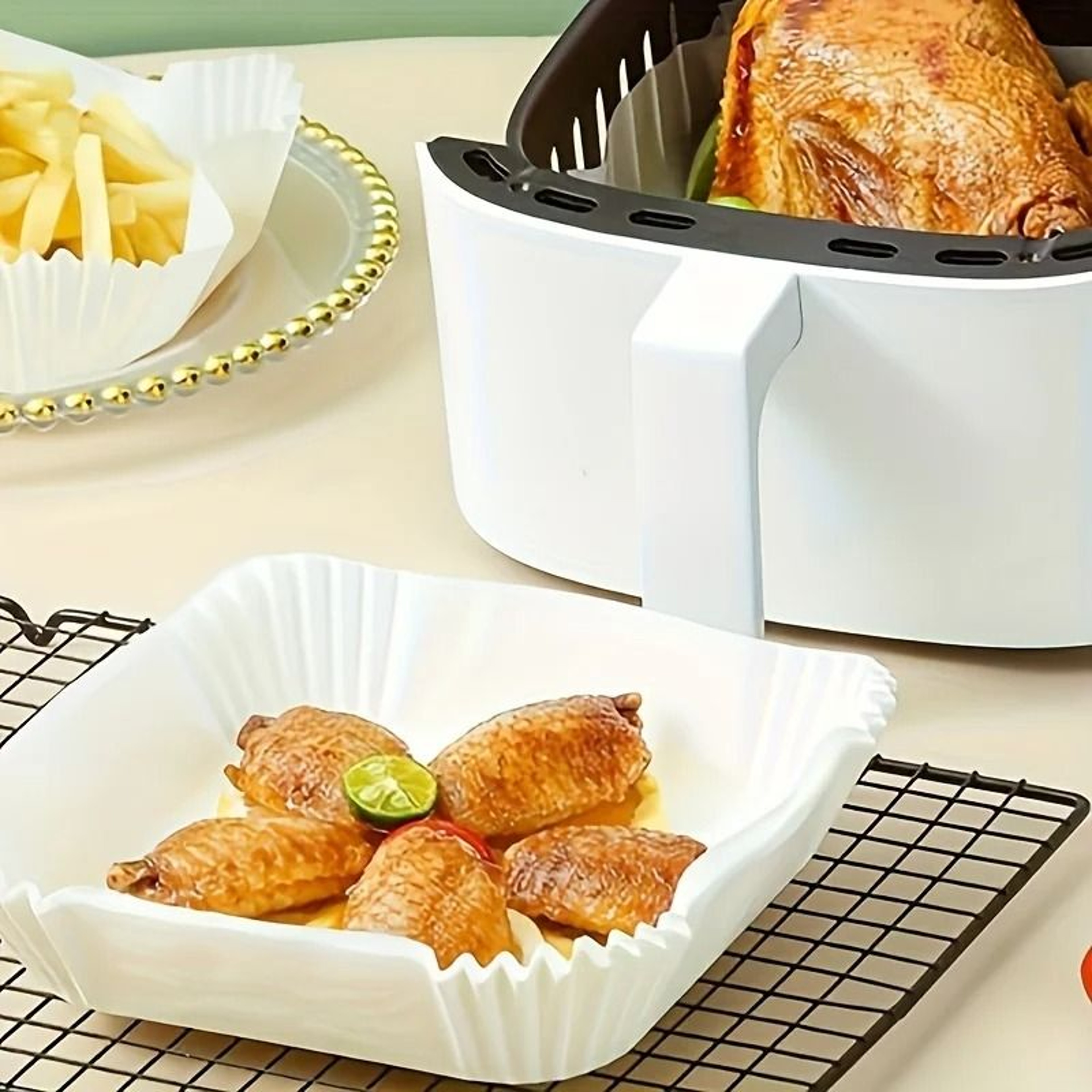 30 Pack Disposable Air Fryer Paper Liners Nonstick Baking Parchment Sheets 0