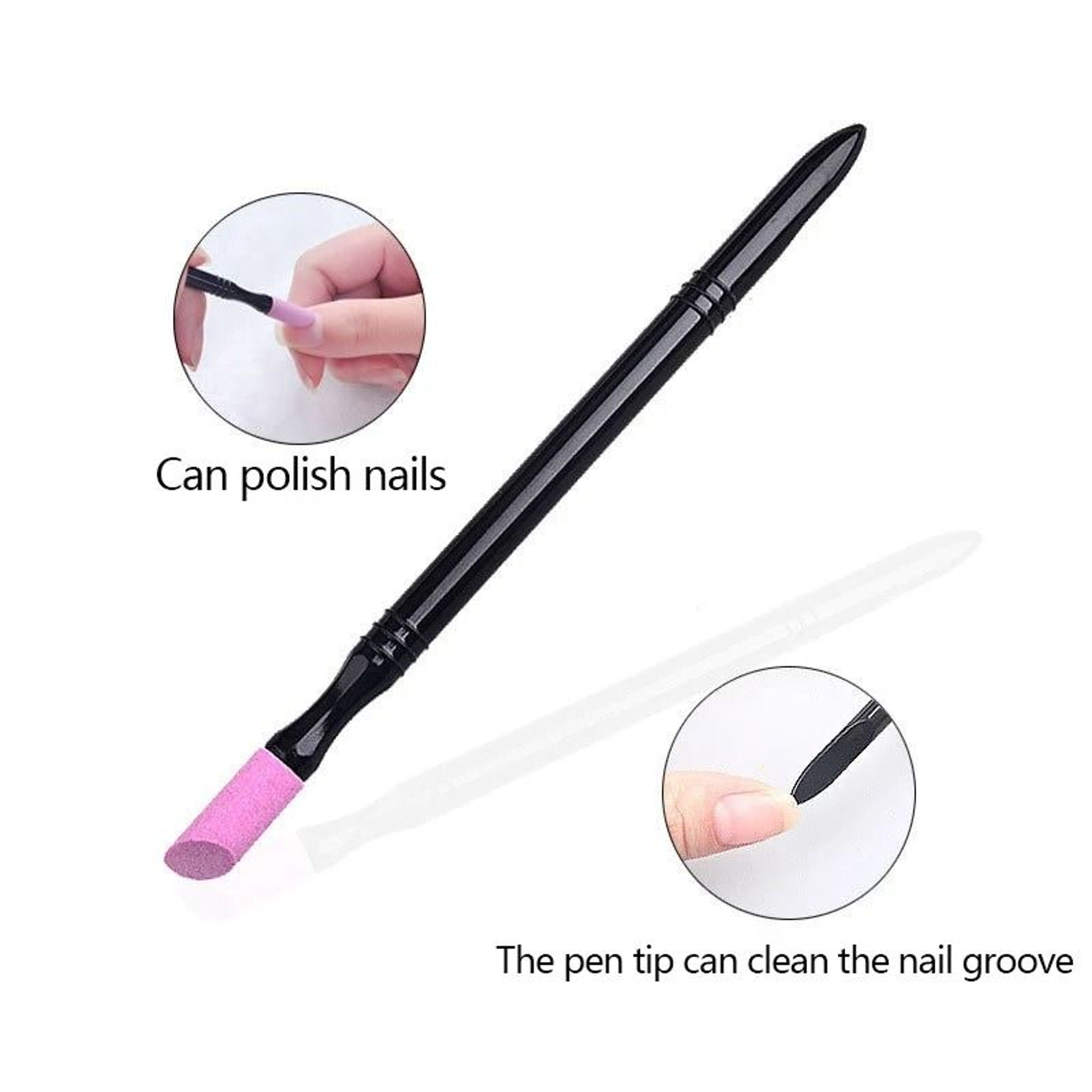 Nail Cuticle Stone Pusher File And Buffer Stick For Easy Manicure 6