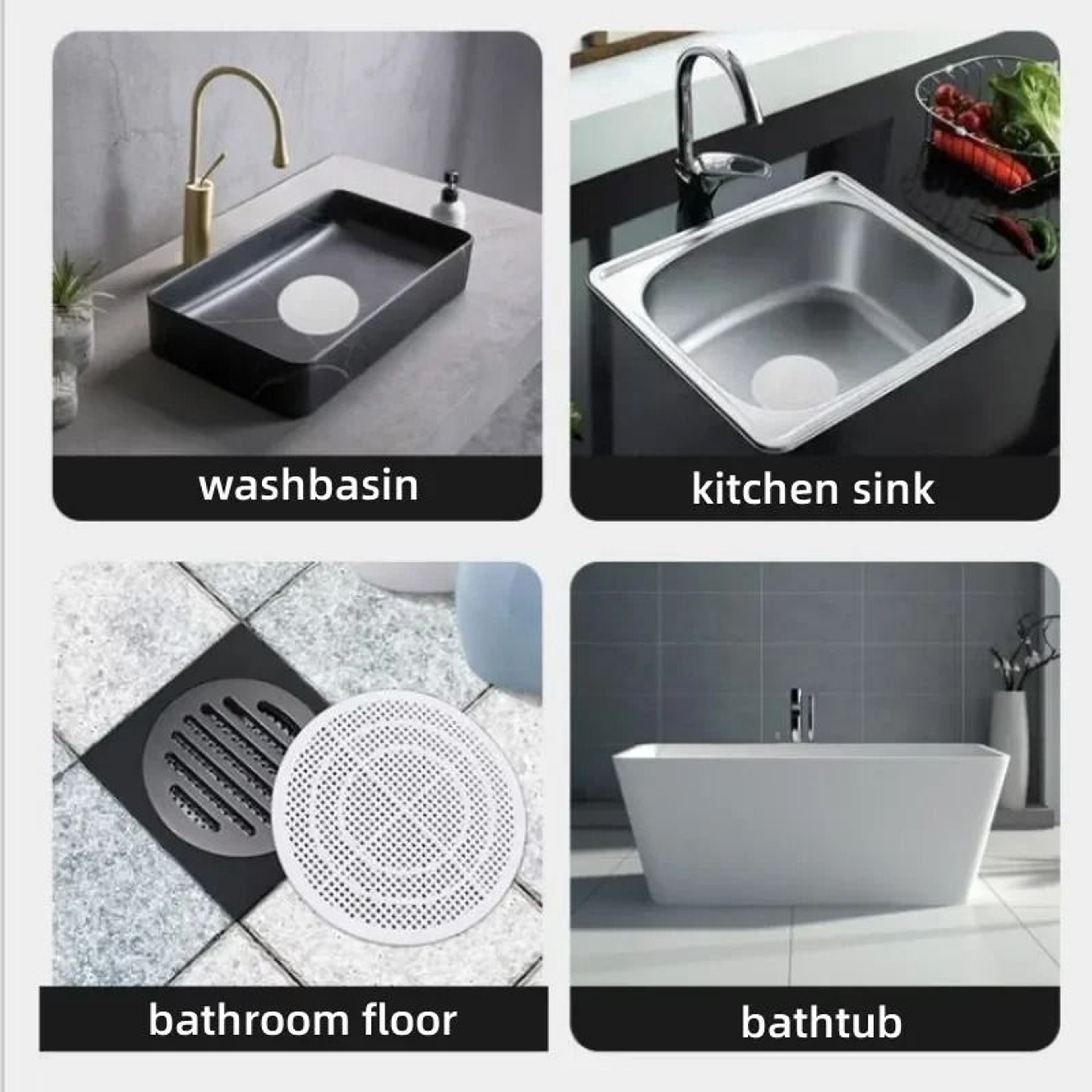 2 Pack Square Shower Drain Covers Hair Catcher For Clog Prevention 3
