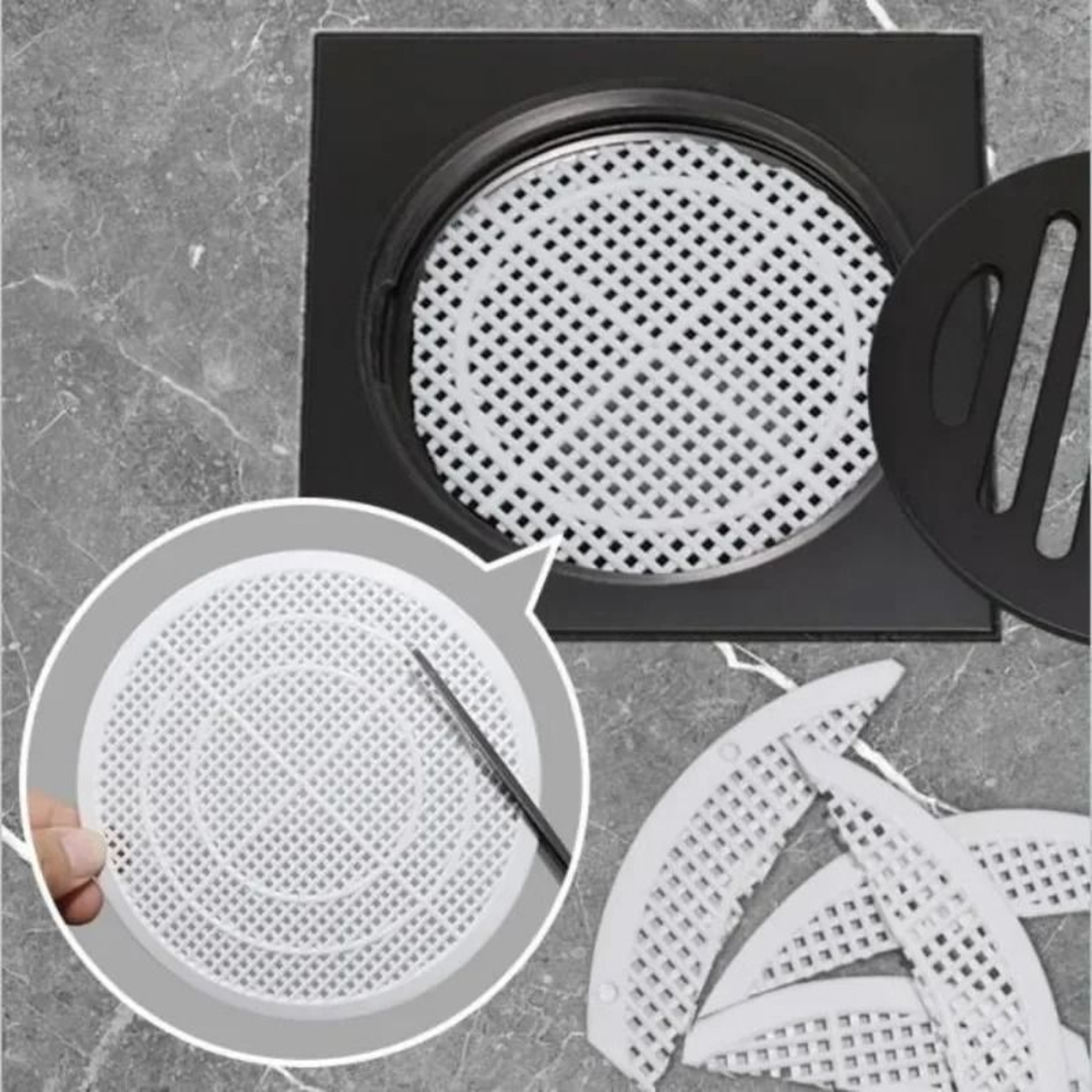 2 Pack Square Shower Drain Covers Hair Catcher For Clog Prevention 0