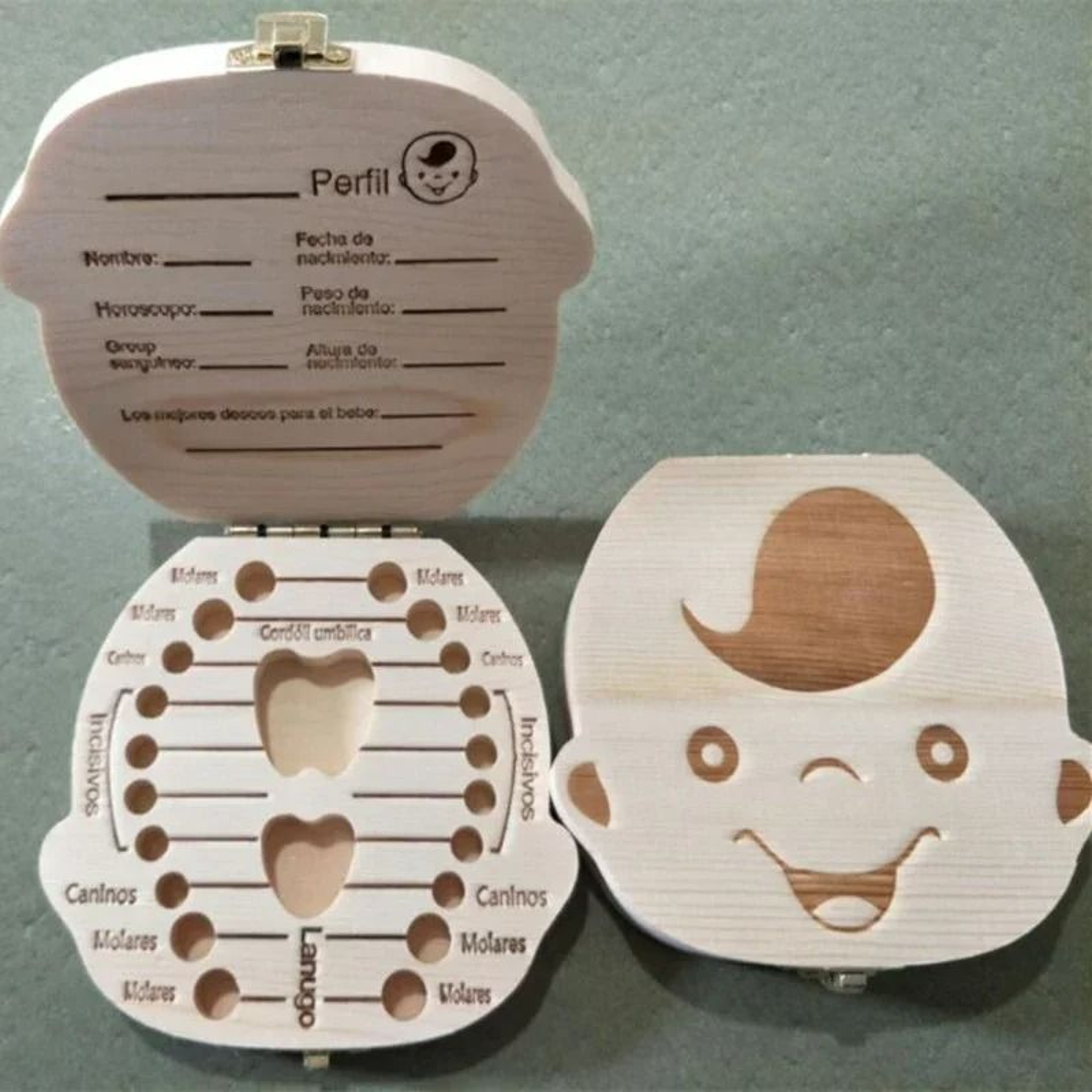 Wooden Baby Tooth Keepsake Box Childhood Memory Organizer For Boys Girls 1