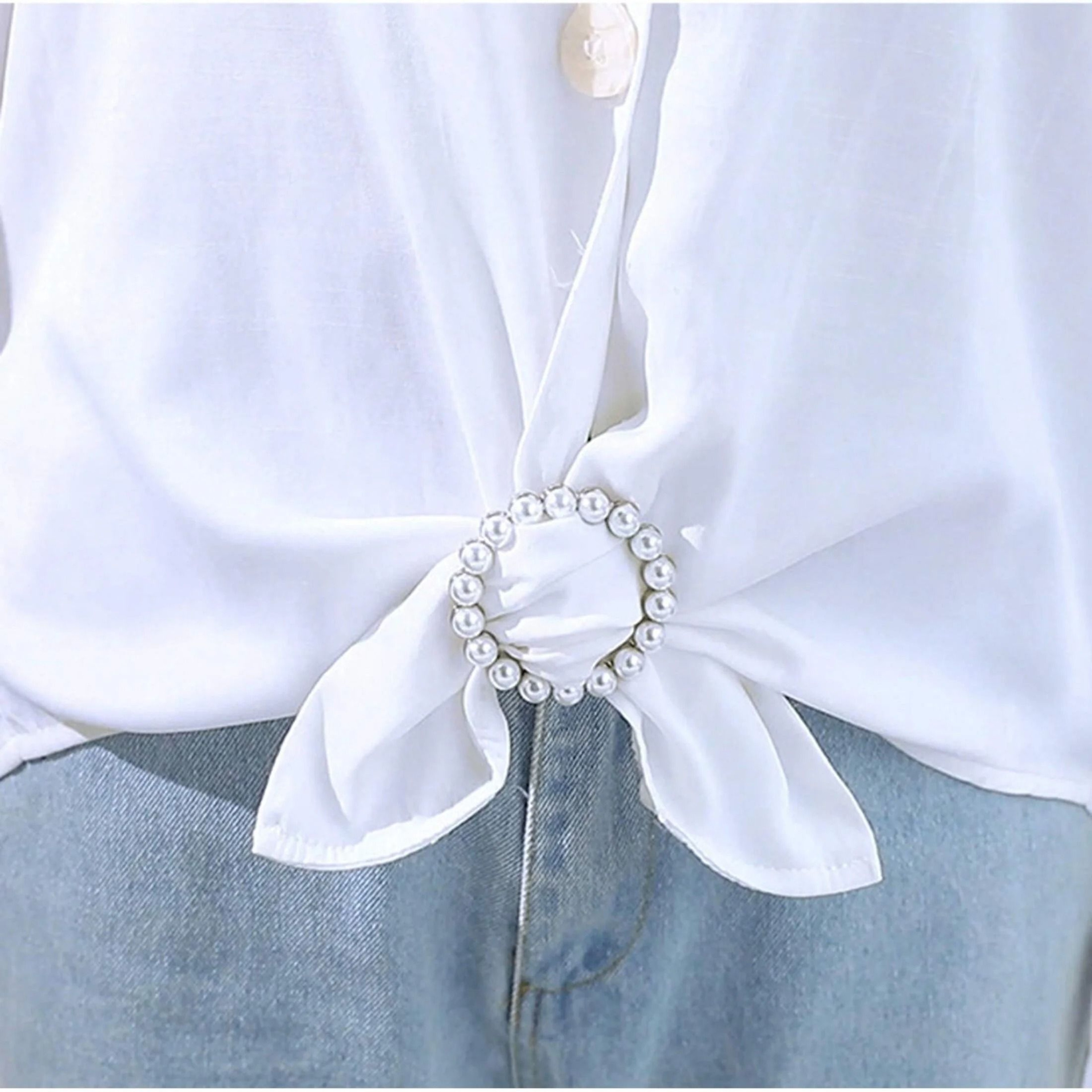 Elegant Pearl Rhinestone Waist Tightening Clips Decorative Clothing Pins For Women 0