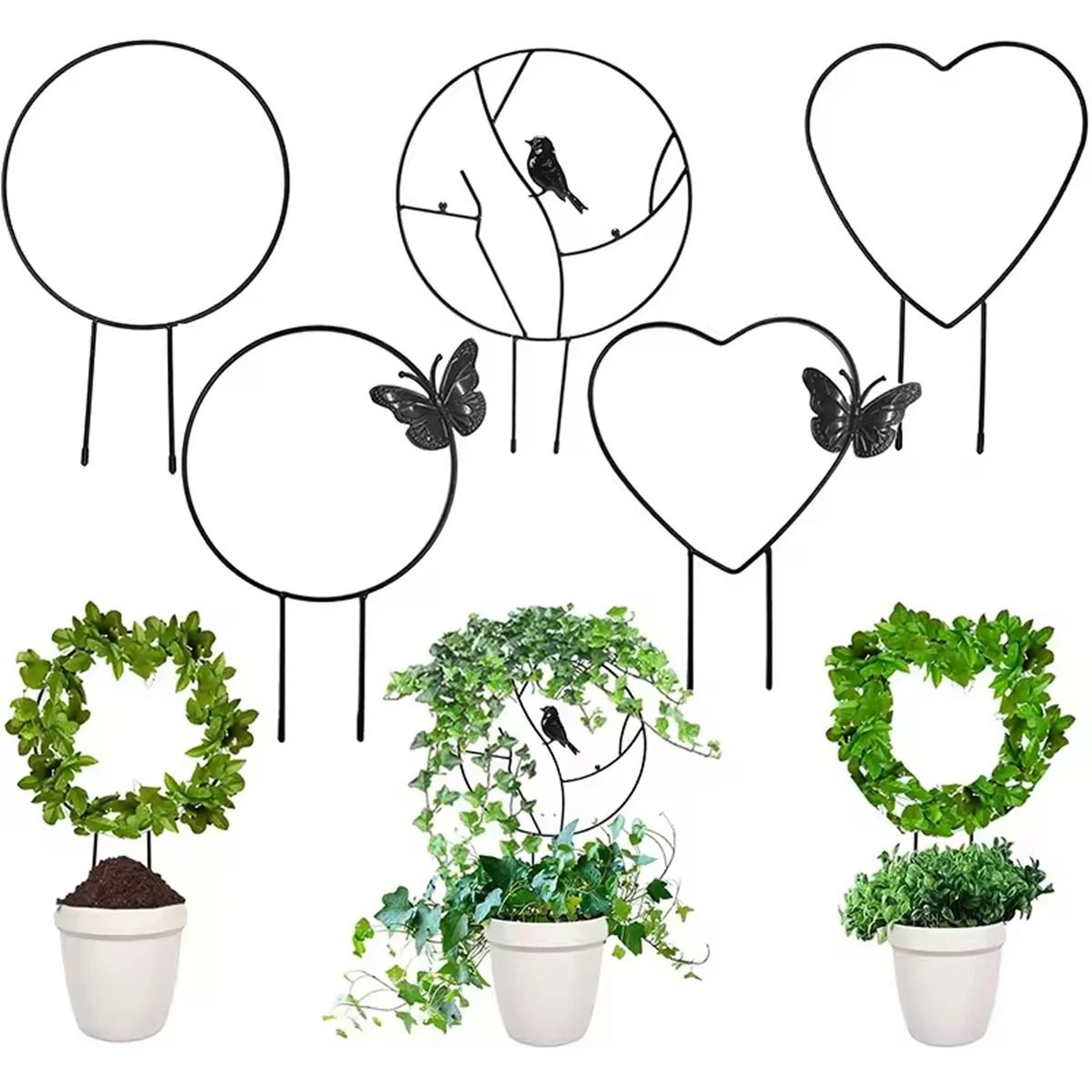 Black Metal Garden Trellis Rust Resistant Climbing Plant Support For Pots 0