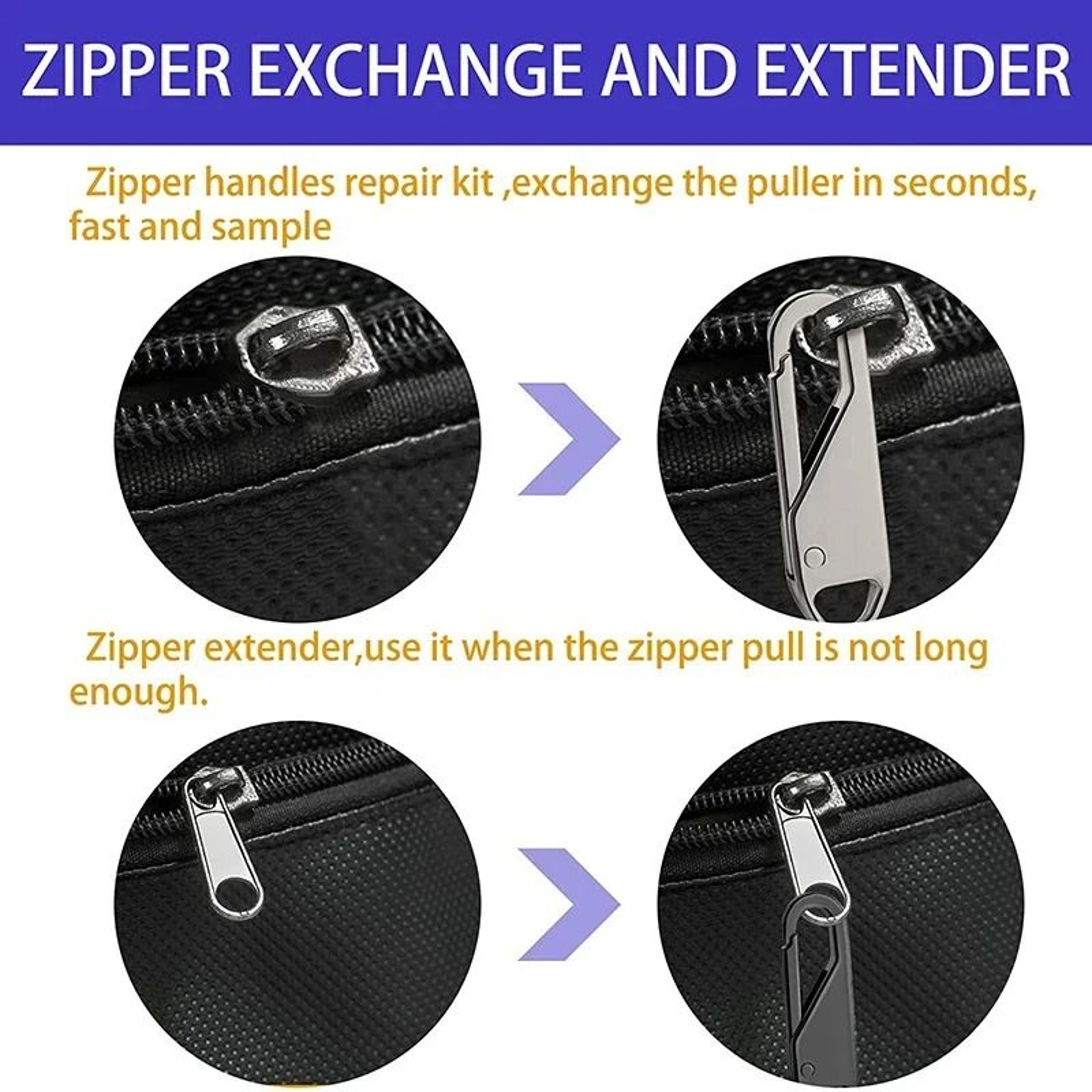 Universal Zipper Repair Kit Instant Replacement Slider For Bags Jackets Luggage 7