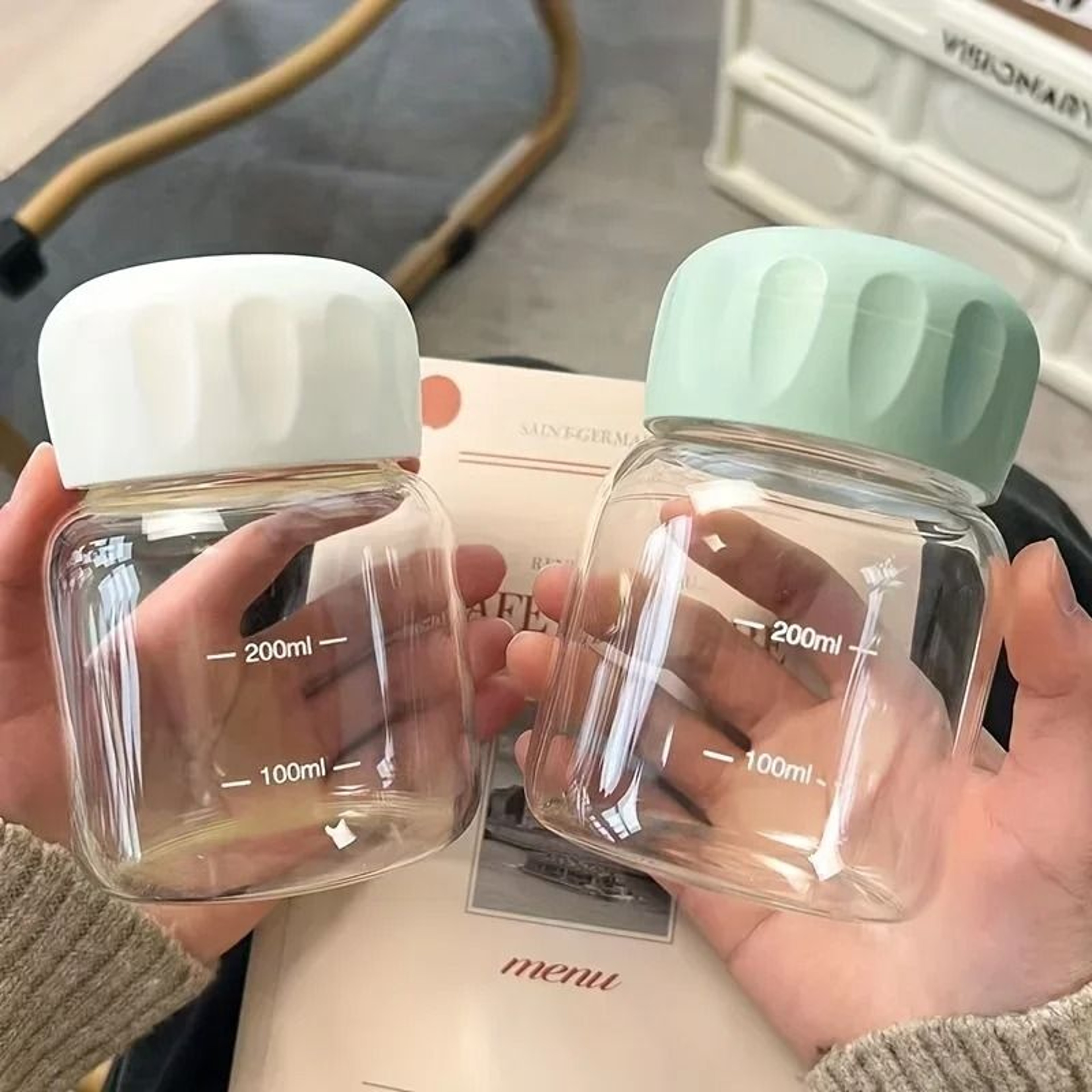 10oz Mini Clear Plastic Water Bottle Portable Reusable Milk Drinking Cup 6
