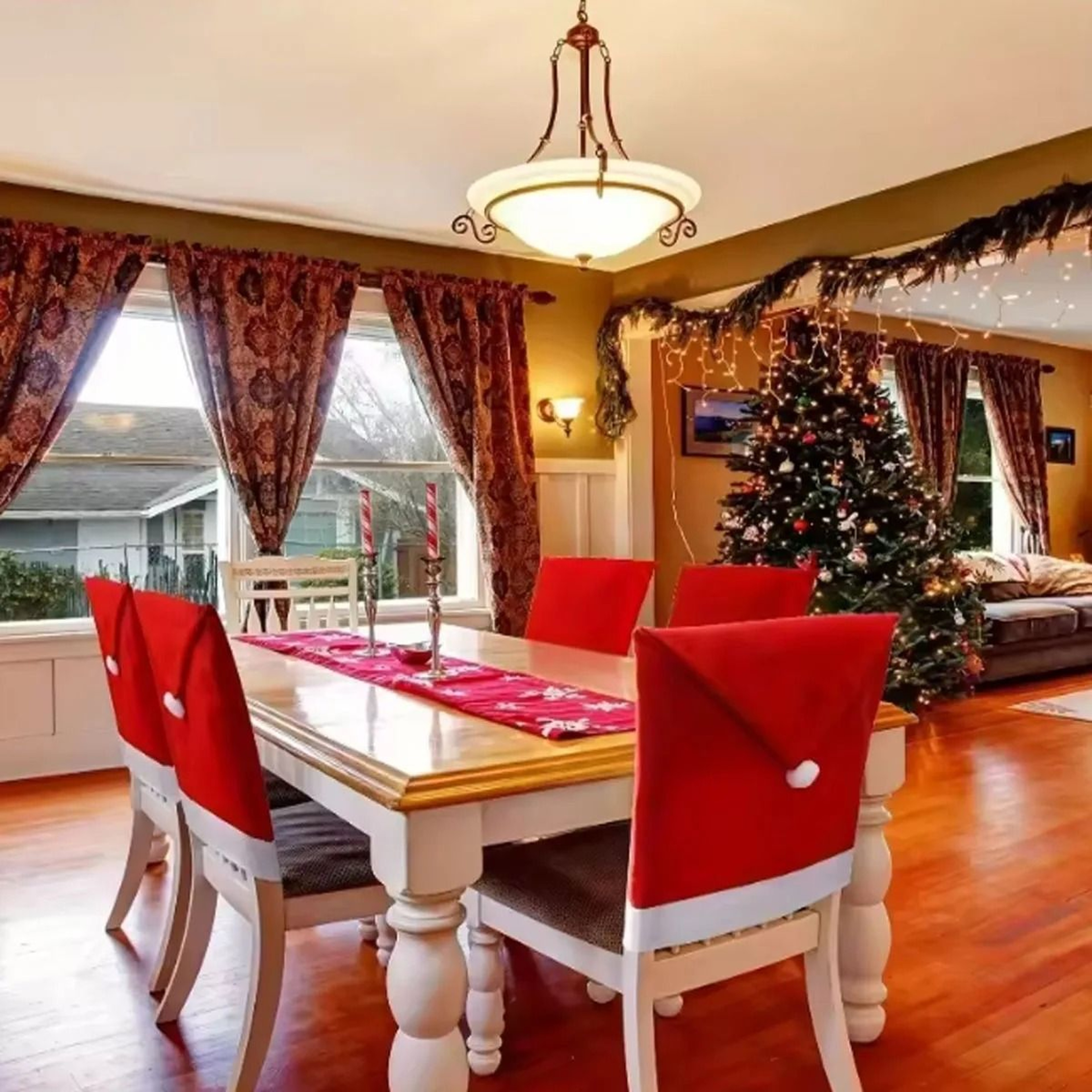 Festive Christmas Dining Chair Cover Holiday Party Home Decoration Chair Slipcover 5