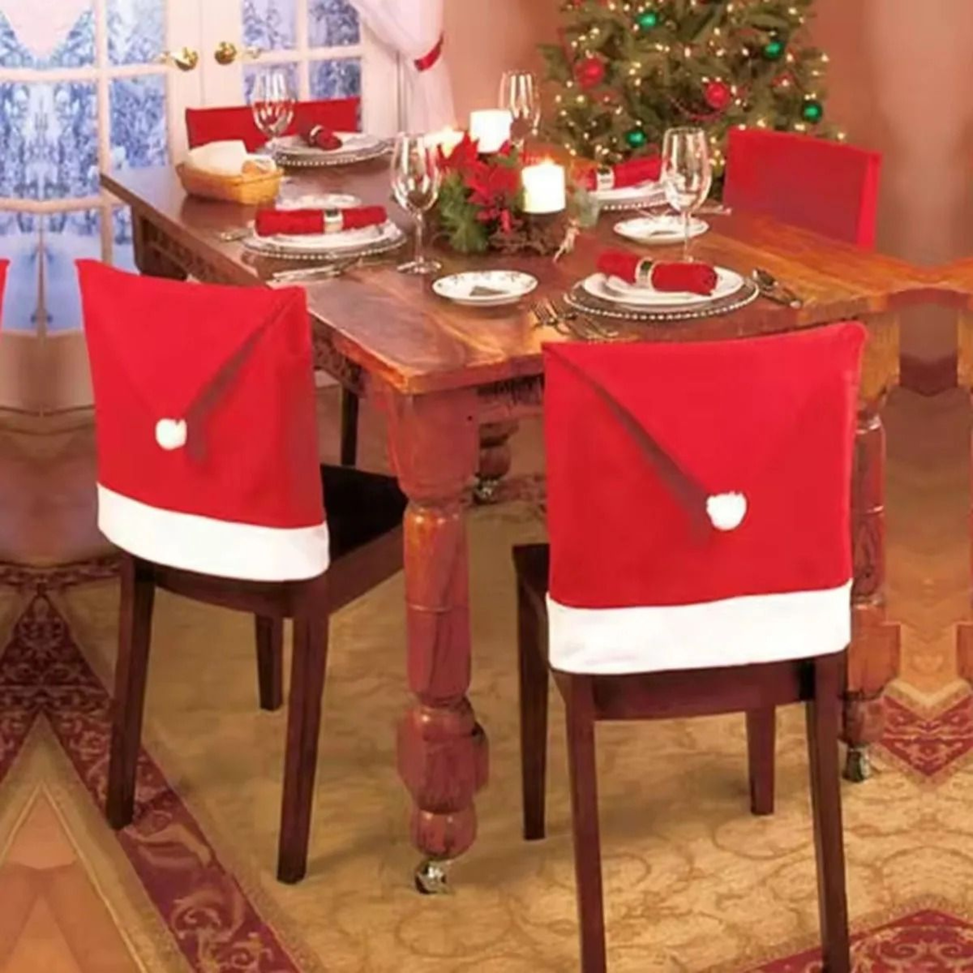 Festive Christmas Dining Chair Cover Holiday Party Home Decoration Chair Slipcover 7