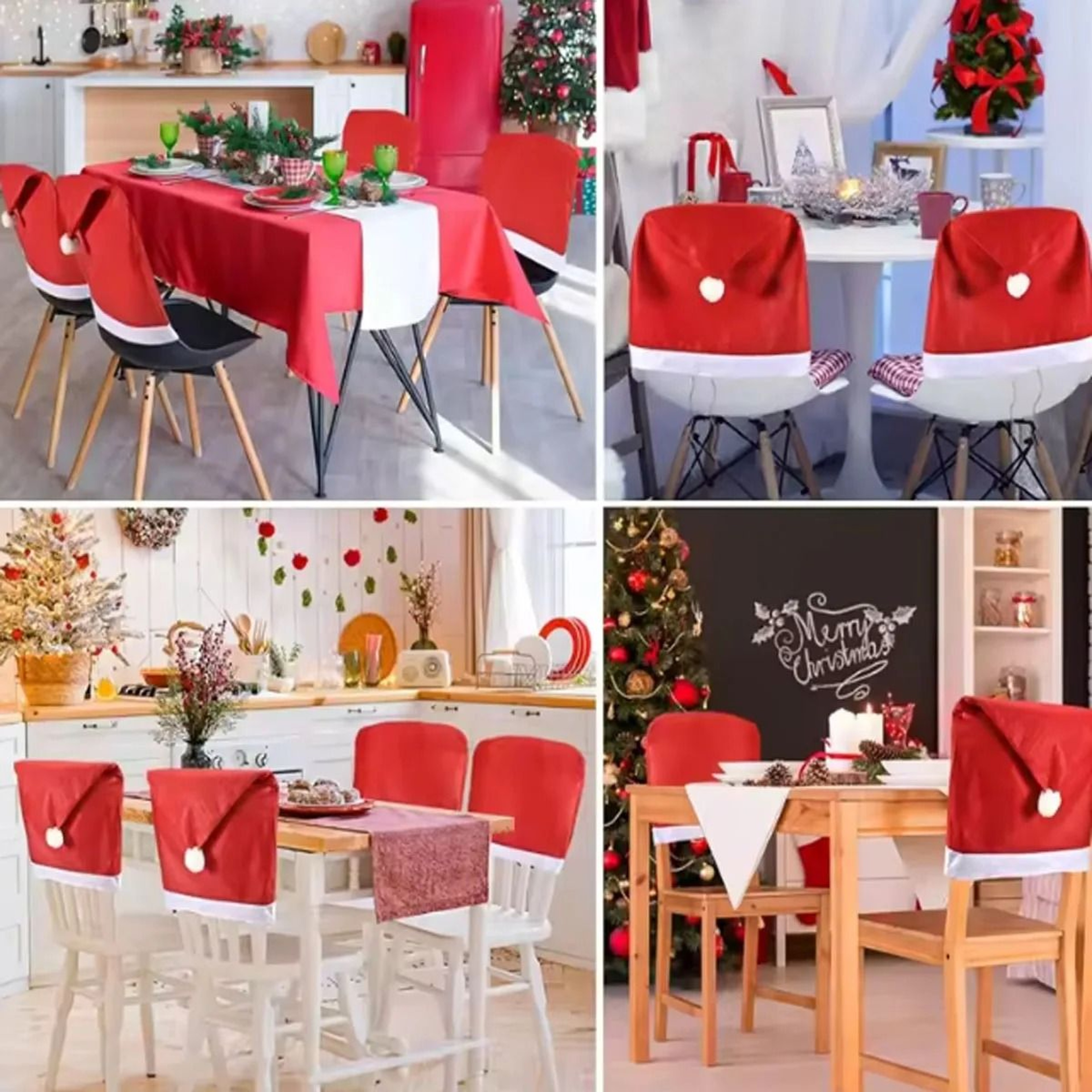 Festive Christmas Dining Chair Cover Holiday Party Home Decoration Chair Slipcover 4
