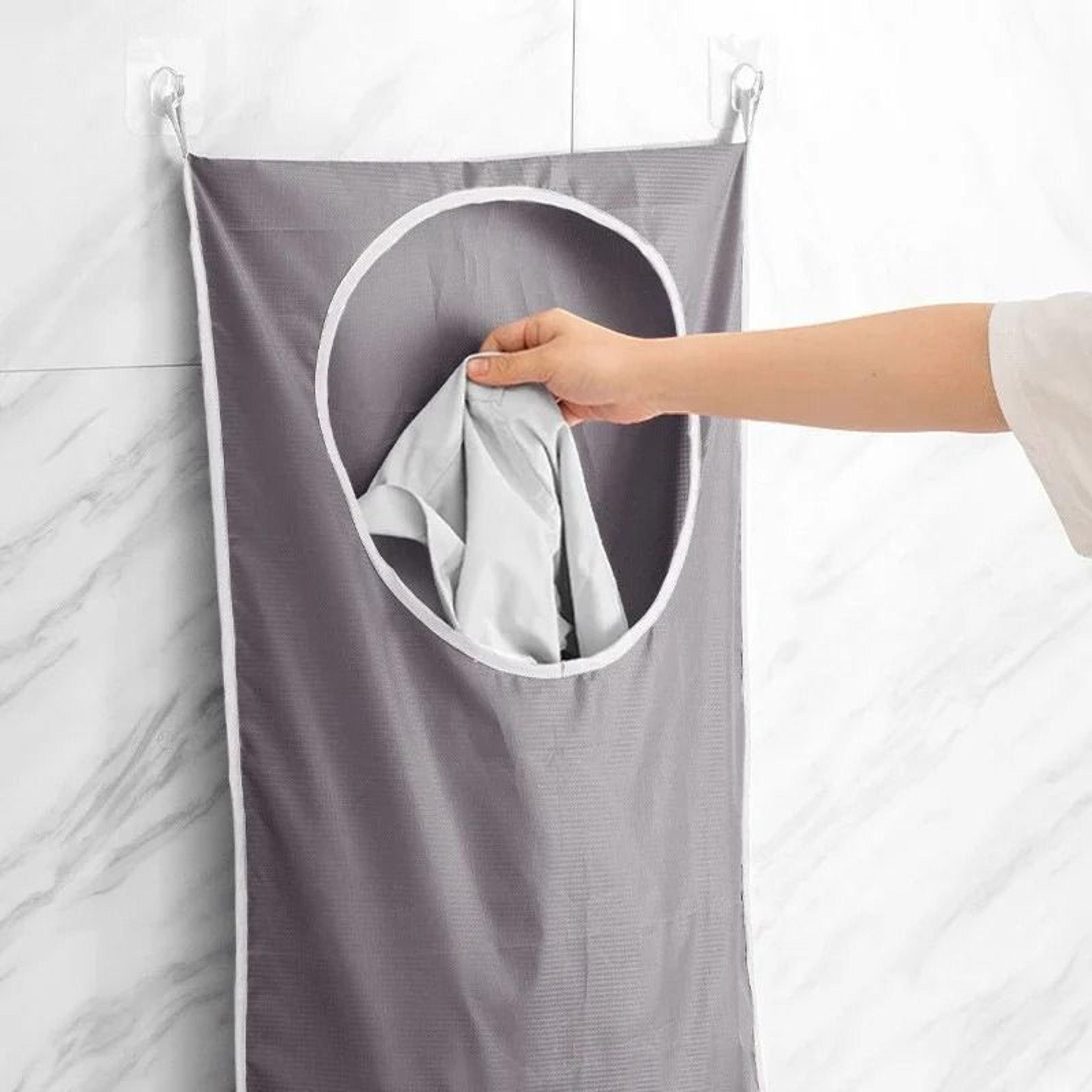Large Hanging Laundry Basket Foldable Oxford Cloth Bag With Storage Pockets 0