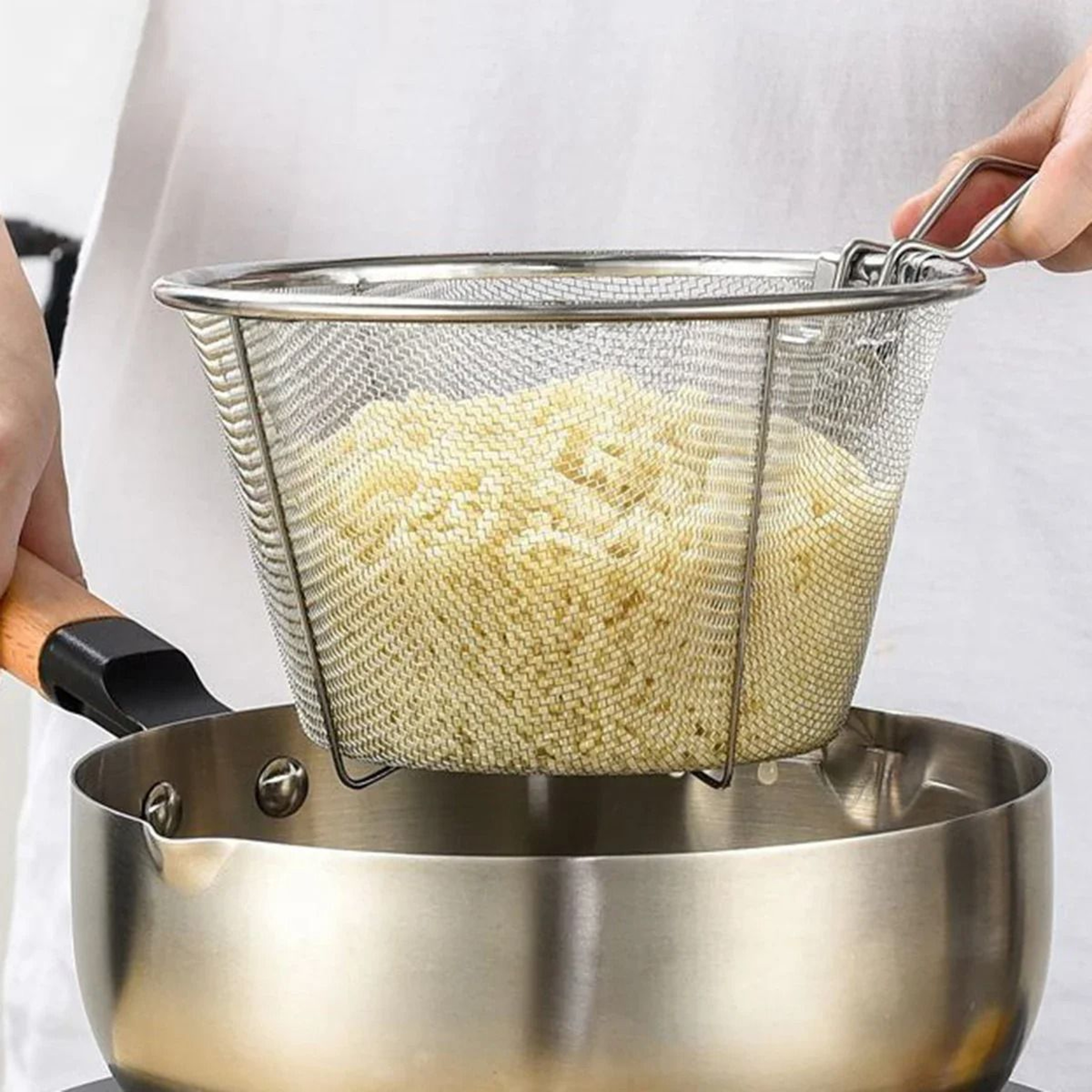 Stainless Steel Oil Draining Mesh Strainer Pan For Frying And Cooking 0