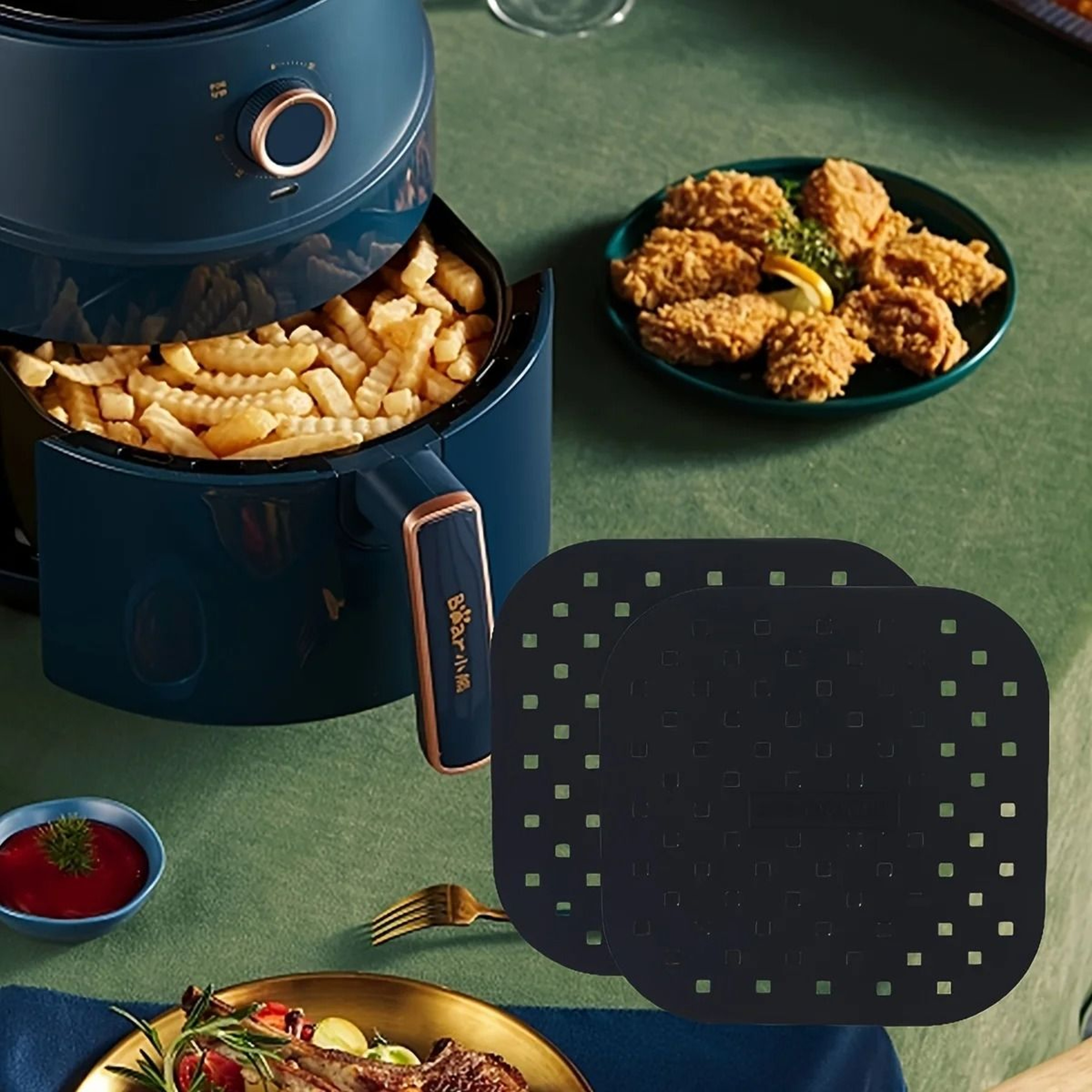 Reusable Silicone Air Fryer Liner Nonstick Baking Tray For Easy Kitchen Cleanup 5