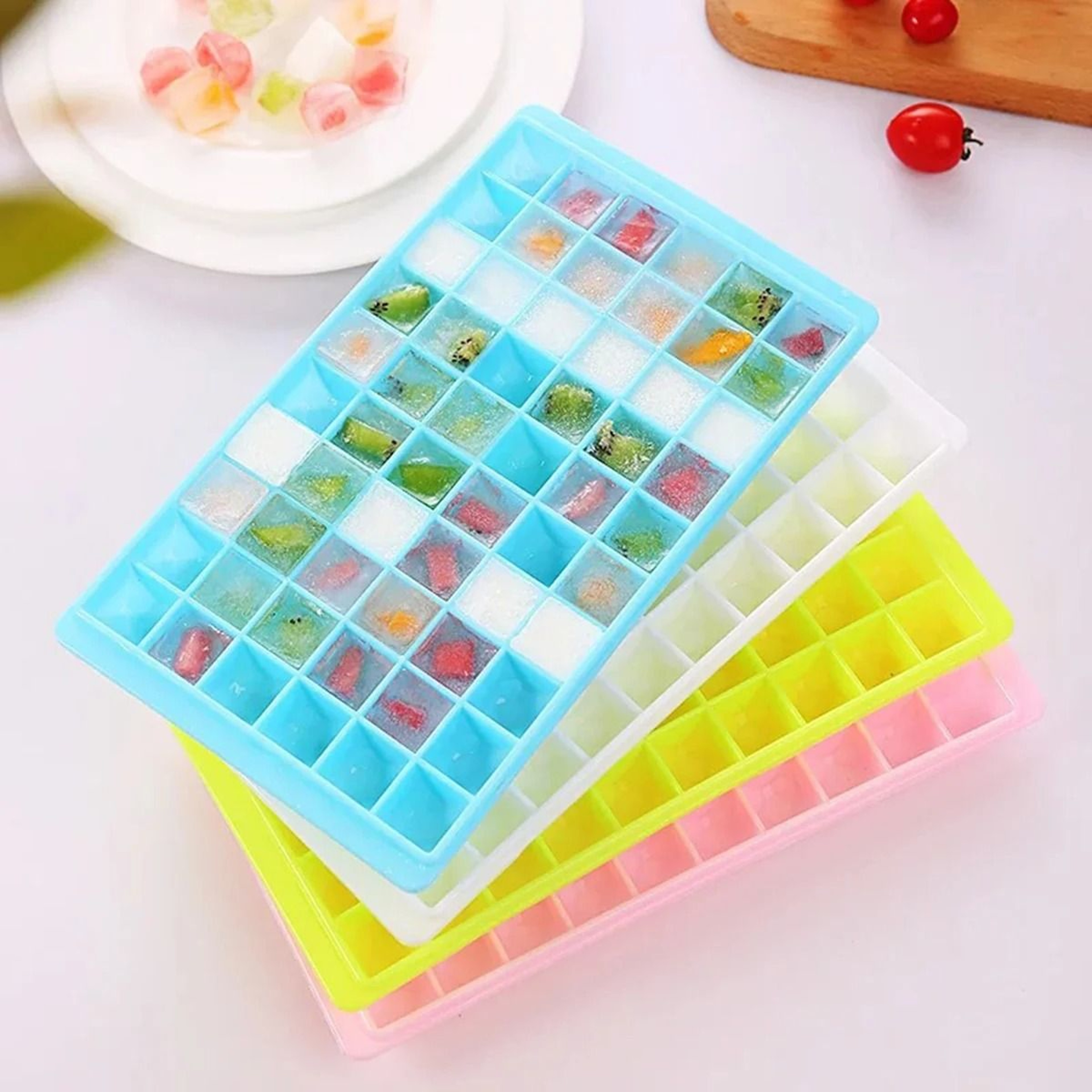 96 Mini Cube Silicone Ice Tray Reusable Foldable Mold For Refreshing Drinks 7
