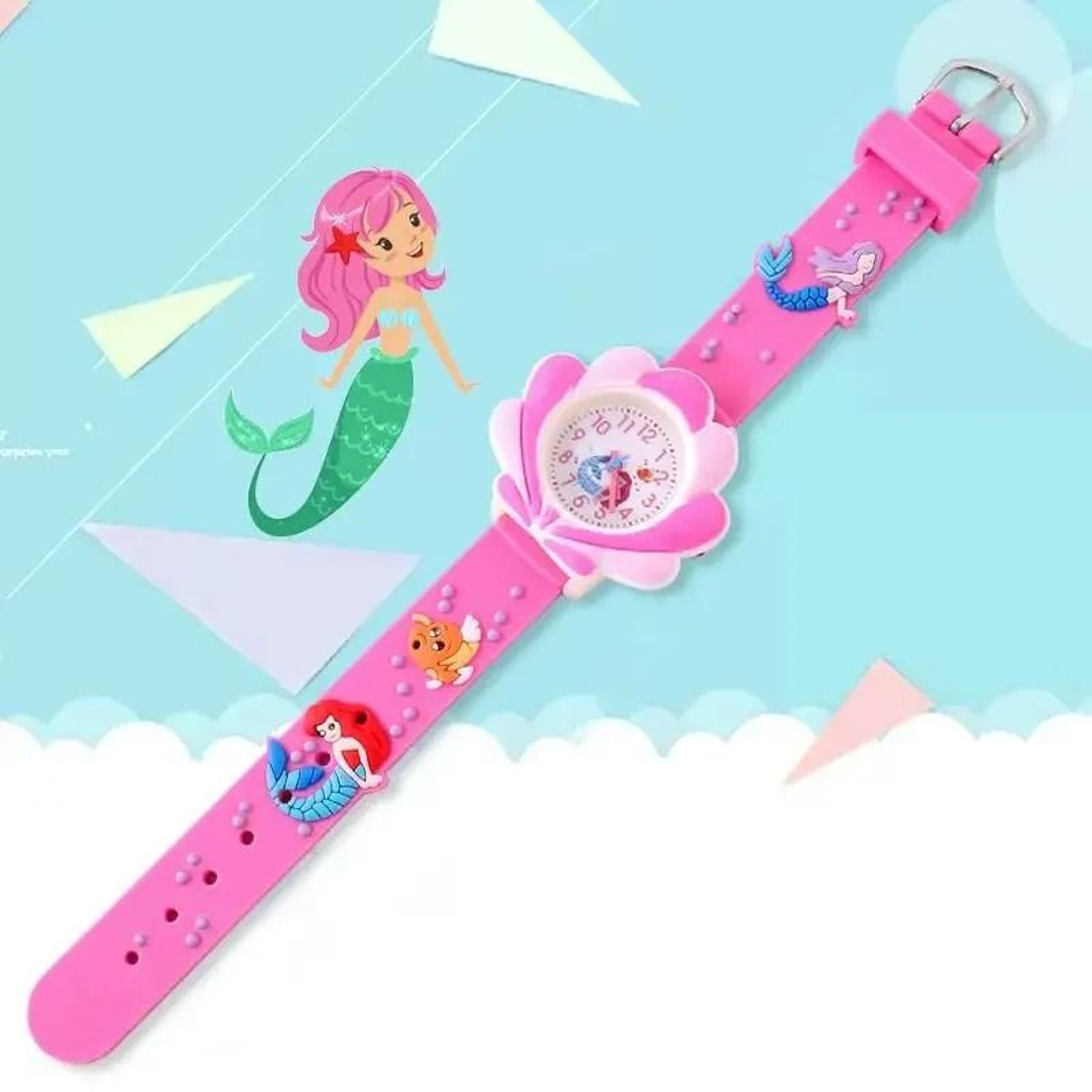 Cute Sunflower Cloud Kids Quartz Watch With Soft Silicone Strap For Girls Boys 12