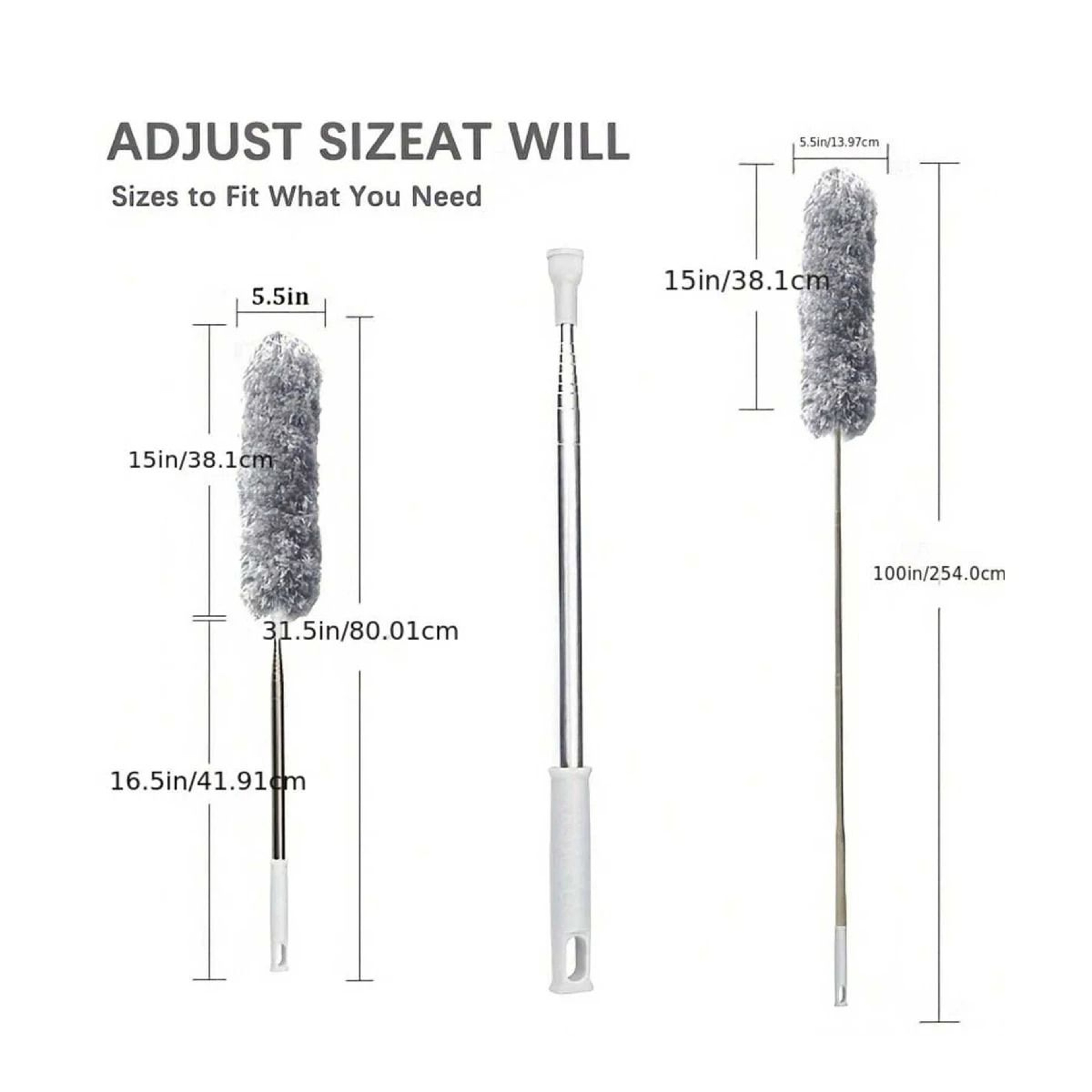 28m Extendable Microfiber Duster With Telescopic Stainless Steel Handle For High Cleaning 1