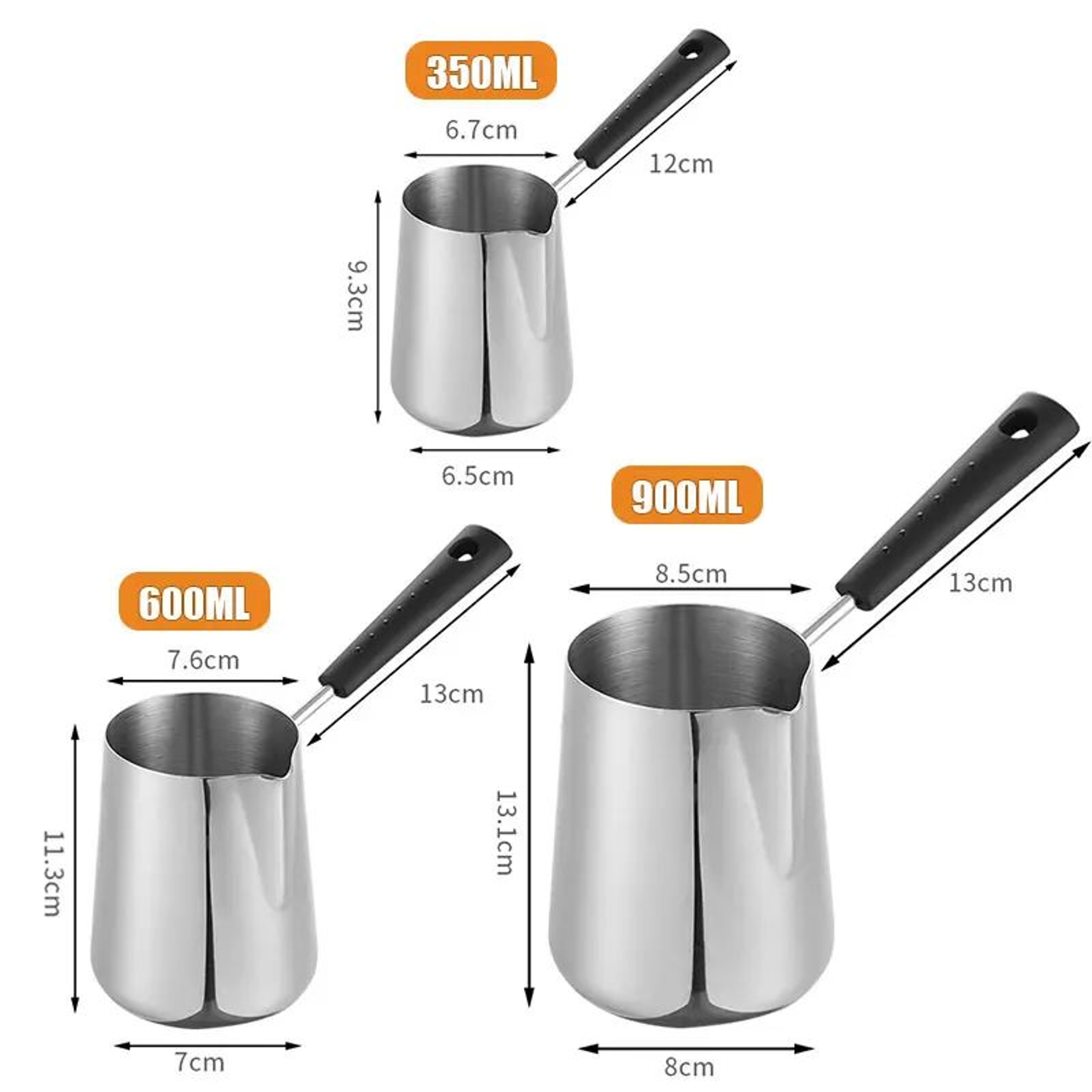 Stainless Steel Turkish Coffee Pot With Long Handle  Precision Milk Warmer  Chocolate Melting Pan 2
