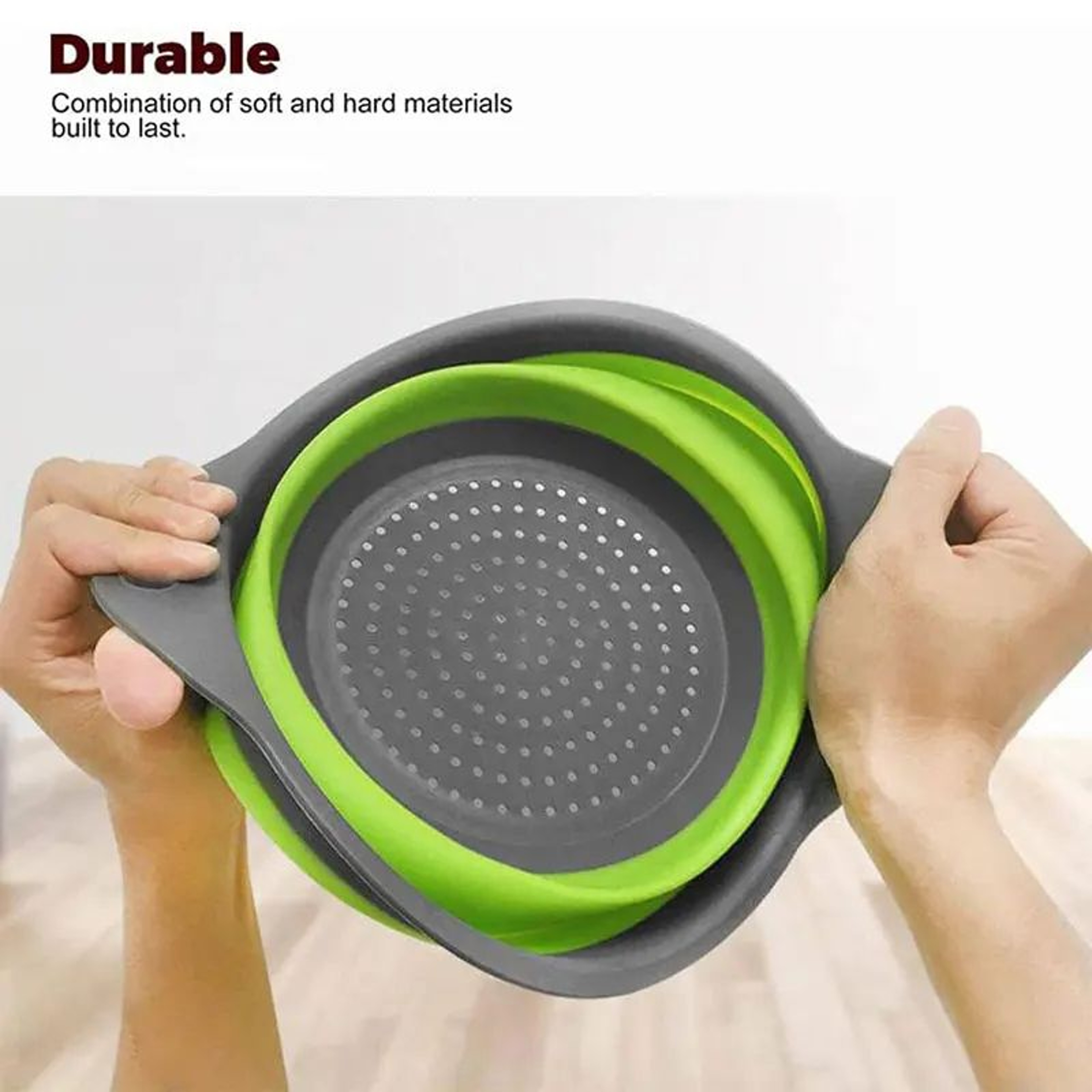 Collapsible Silicone Colander  Foldable Fruit  Vegetable Strainer For Compact Kitchens 4