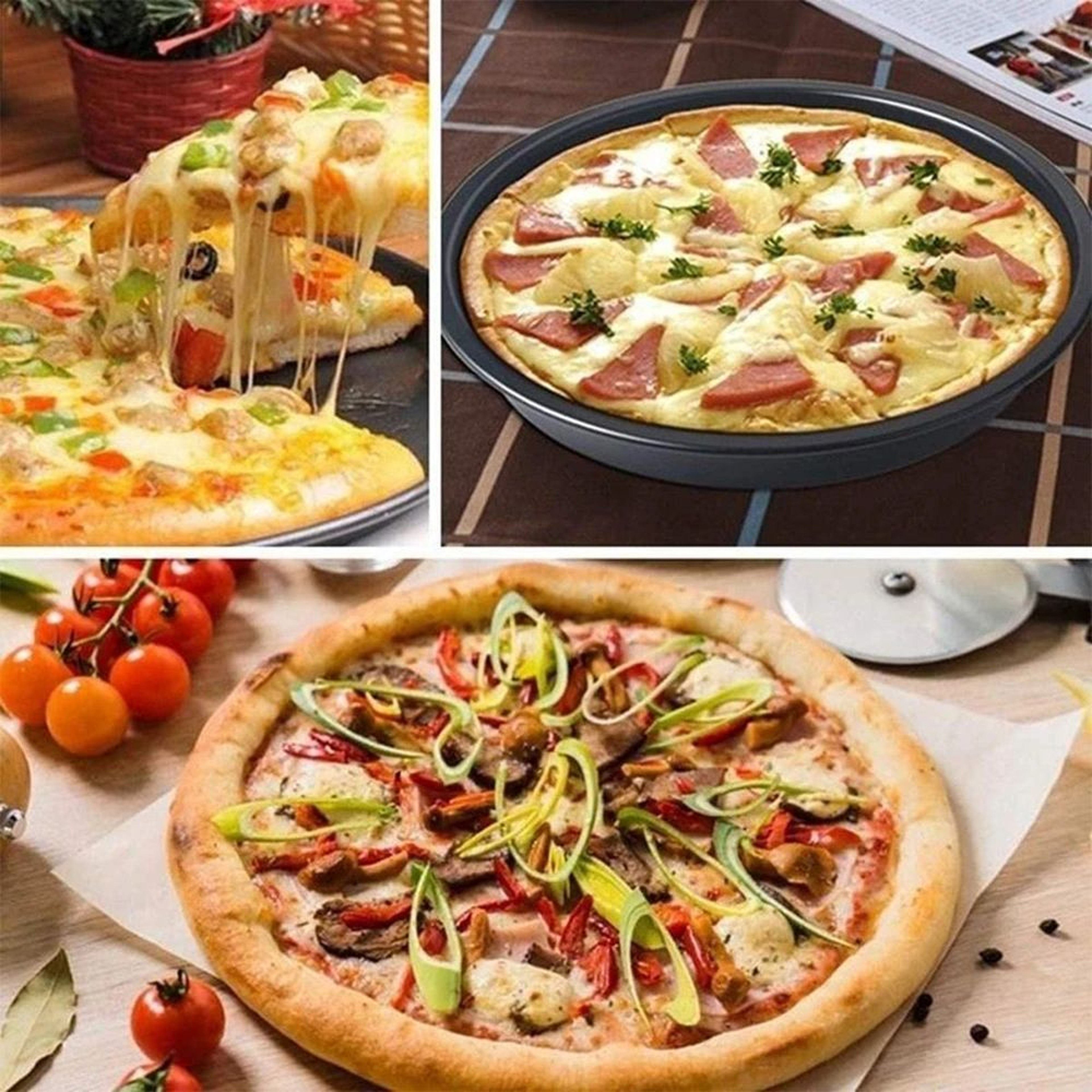 Nonstick Carbon Steel Pizza Baking Pan  Round Pizza Tray For Homemade Ovens 710 Inch 3