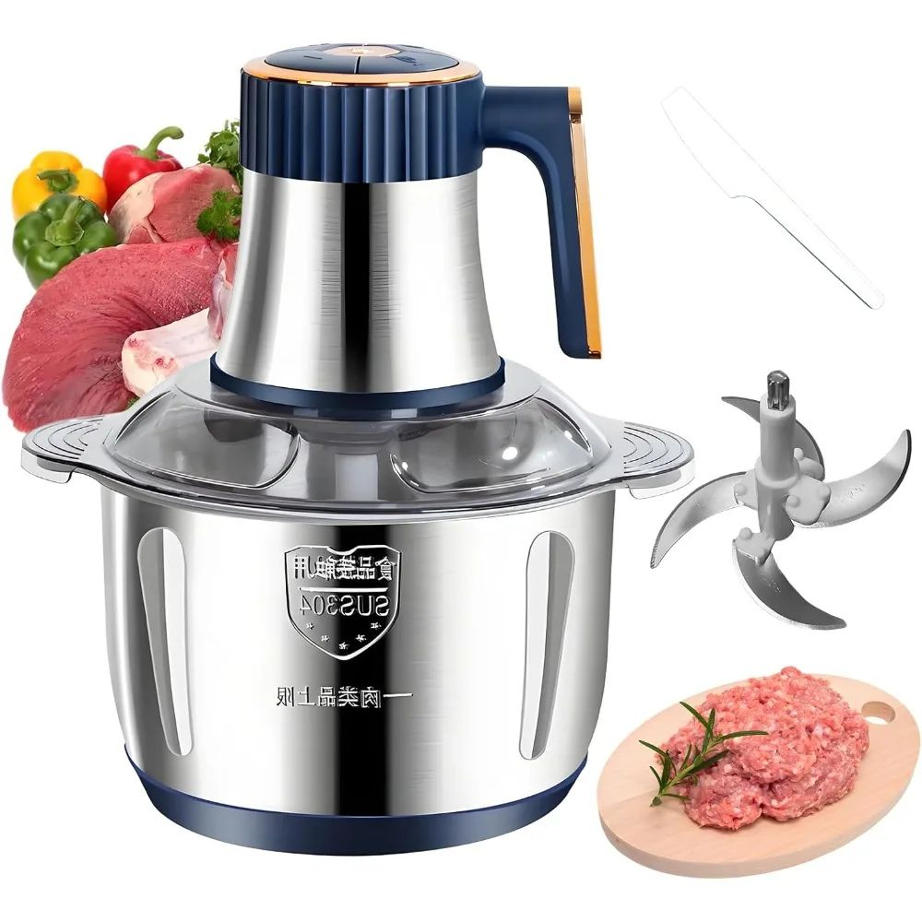 5L Electric Meat Grinder  Food Processor  Stainless Steel Meat And Vegetable Chopper 0