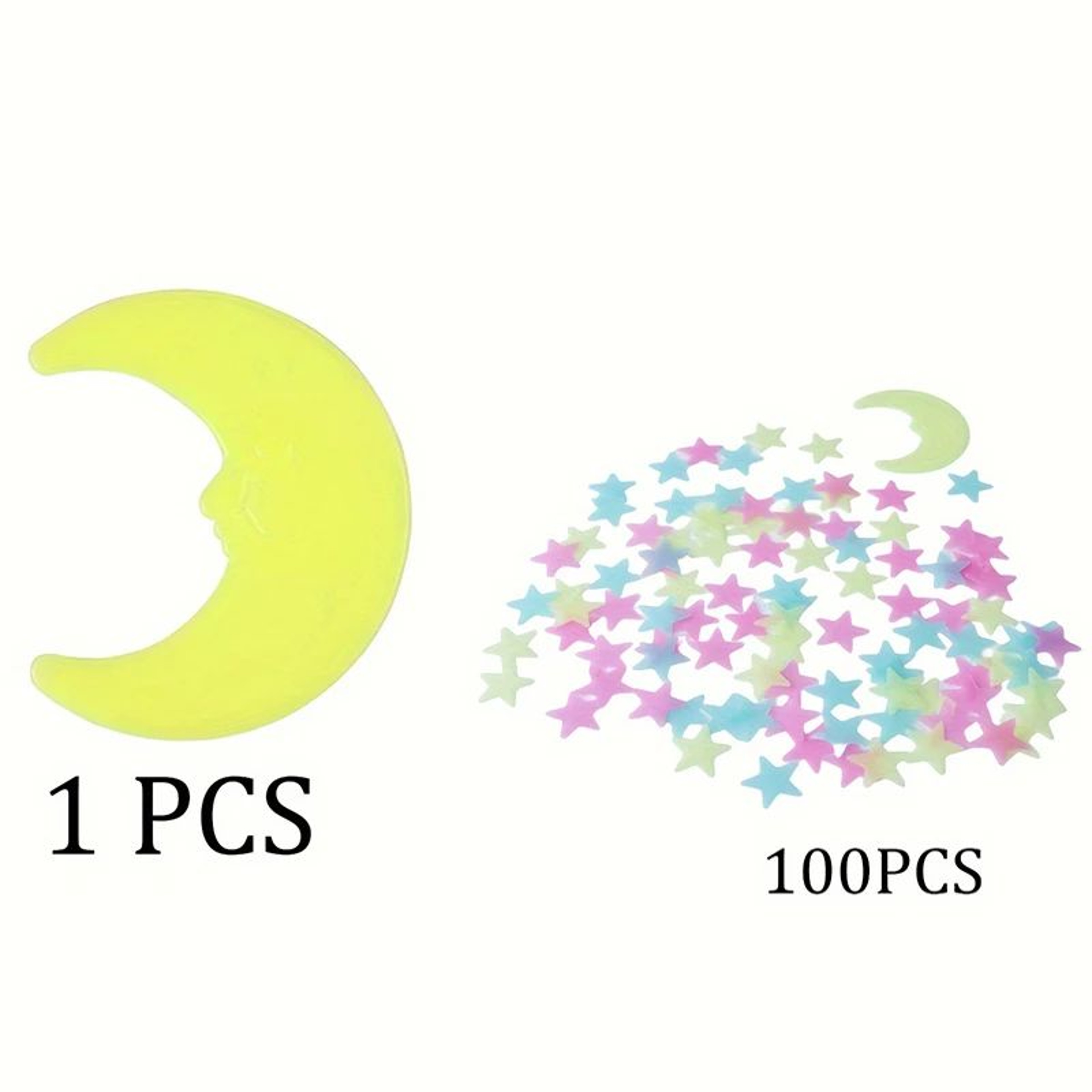 Glow In The Dark Star Wall Stickers Set With Moon  3D Luminous Bedroom Ceiling Decor 5