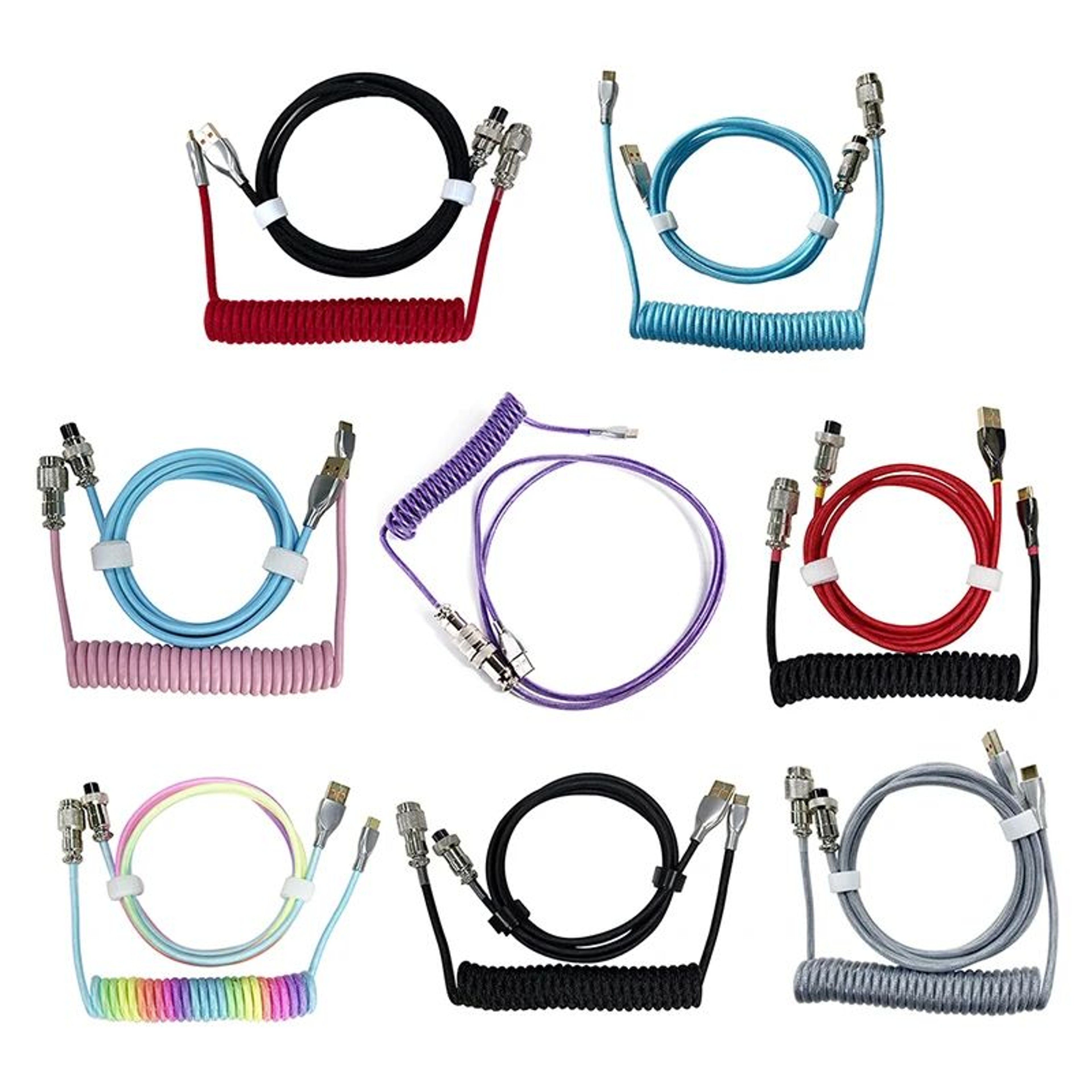 Premium Coiled Mechanical Keyboard Cable With USBC And Aviation Connector 5