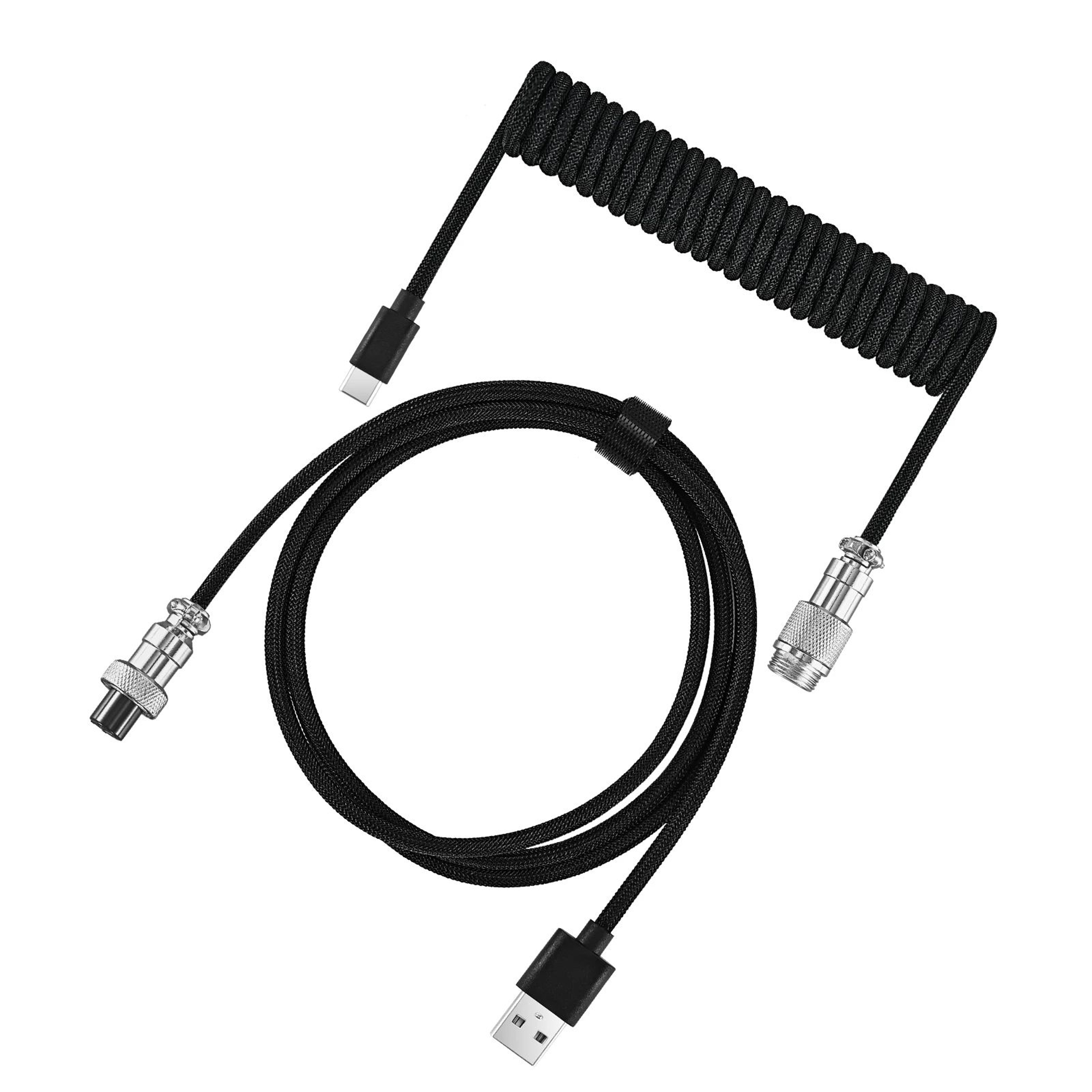 Premium Coiled Mechanical Keyboard Cable With USBC And Aviation Connector 6