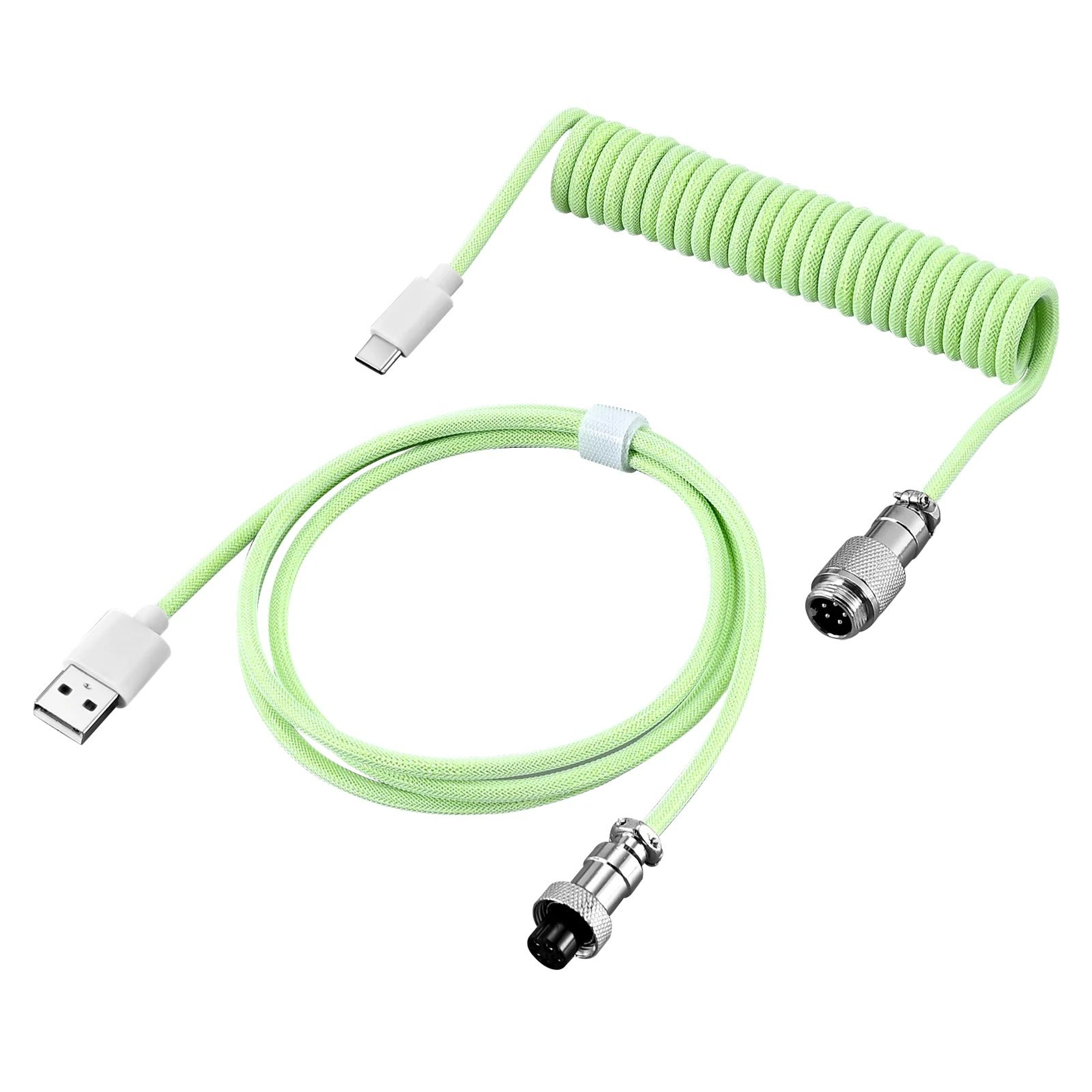 Premium Coiled Mechanical Keyboard Cable With USBC And Aviation Connector 9