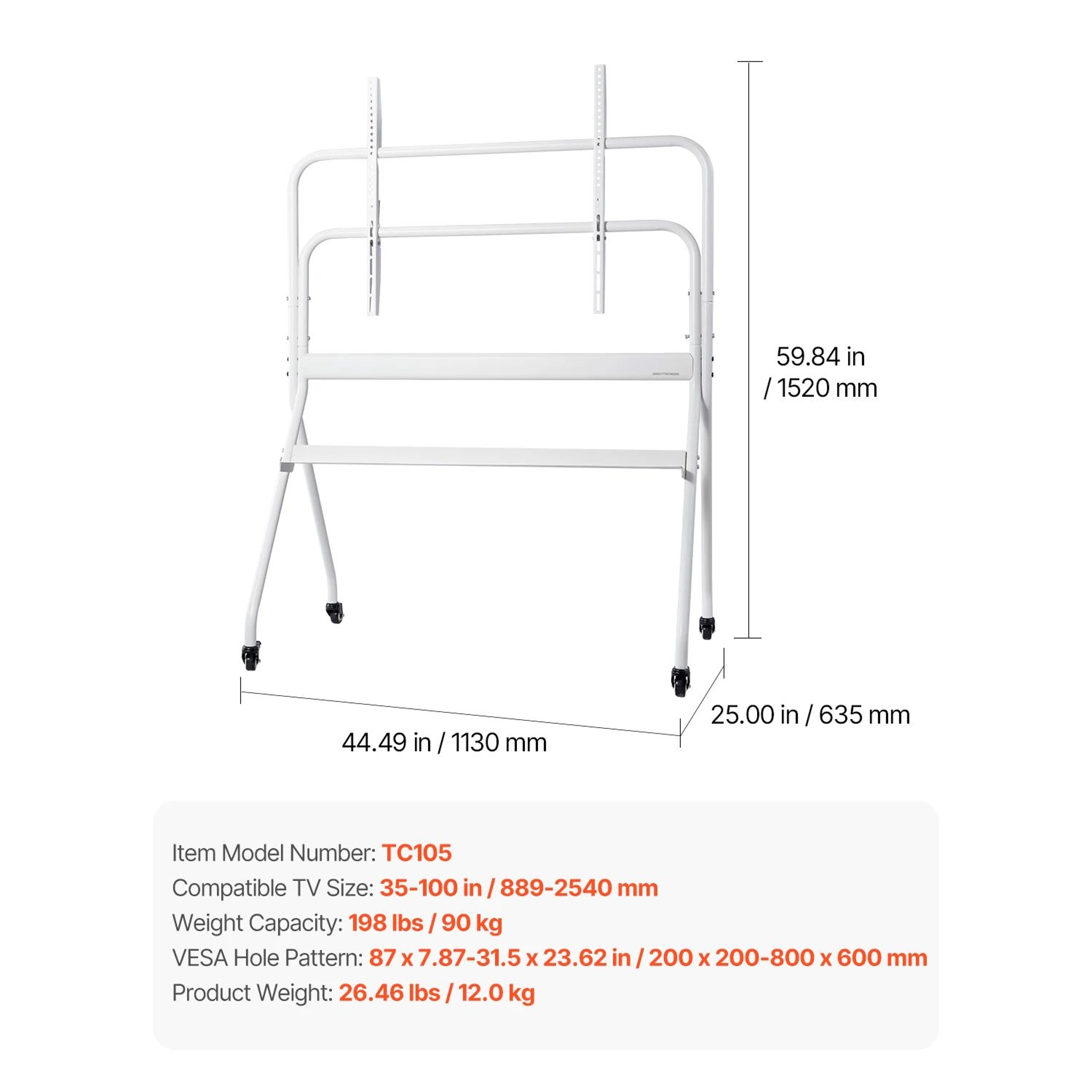 SucceBuy Mobile Rolling TV Stand Cart With Wheels For 3265 Inch TVs 7
