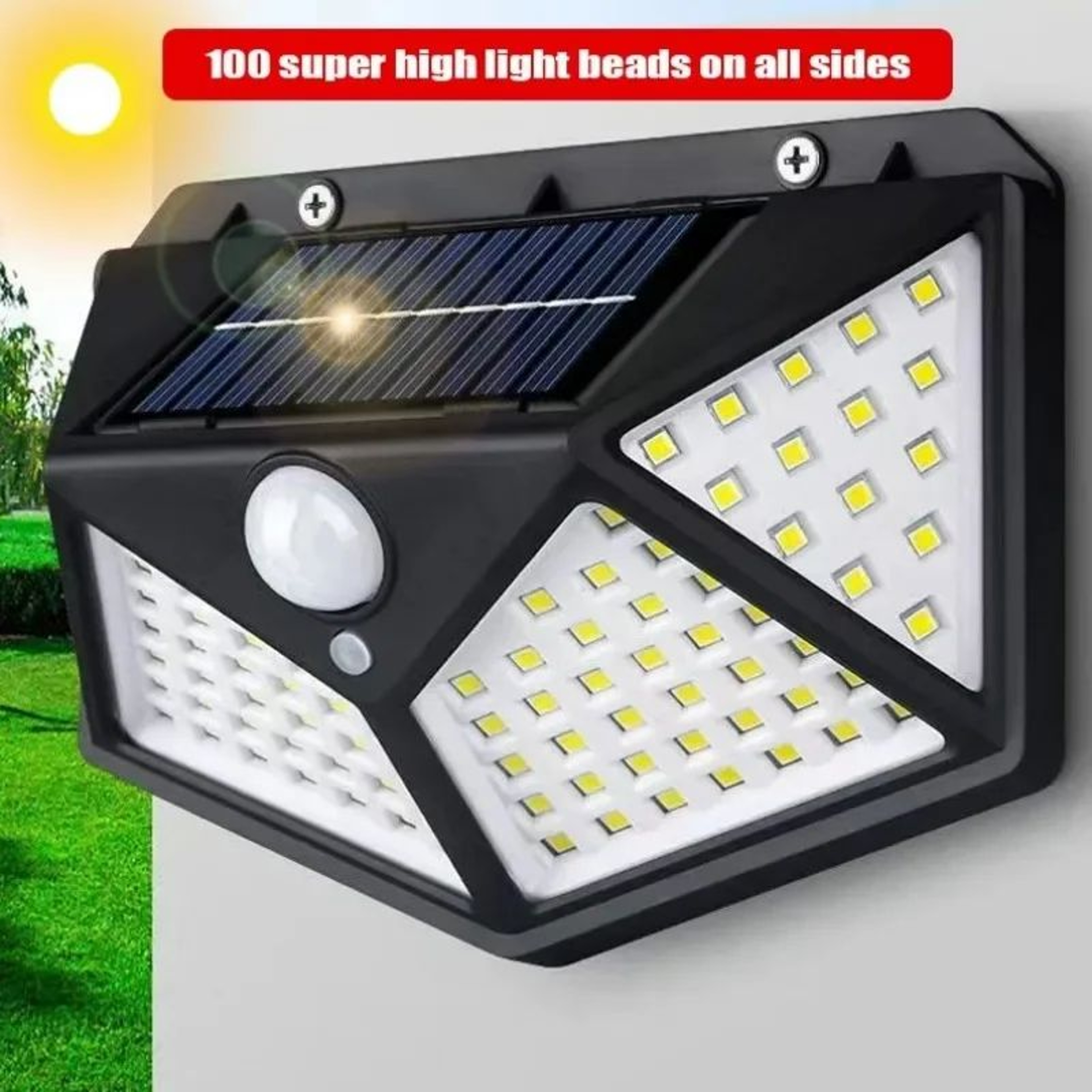SolarMax 100LED Solar Wall Light With Motion Sensor  Outdoor Waterproof Security Lighting 0