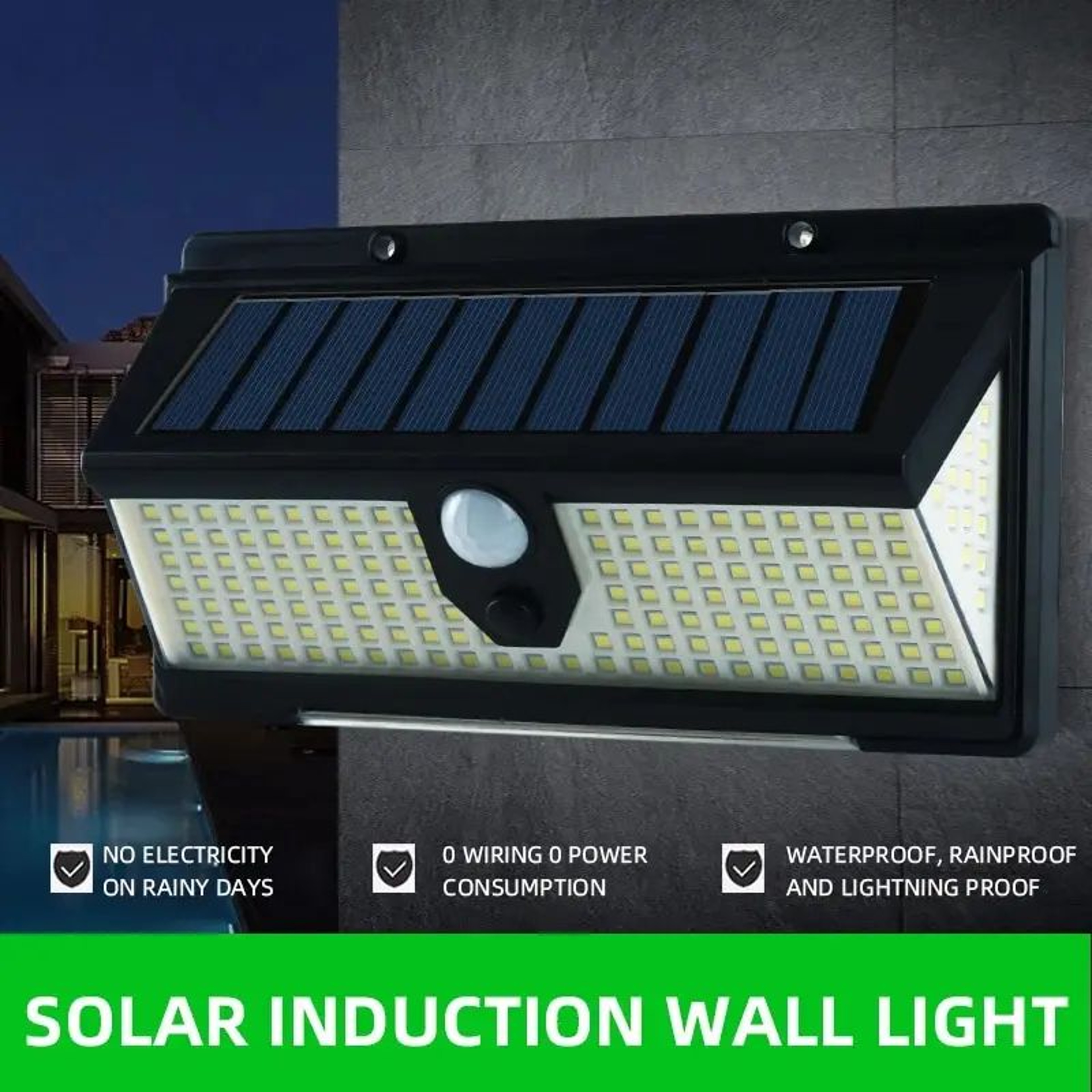 AlertGuard 190 LED Solar Warning Light  Motion Sensor Waterproof Outdoor Security Wall Lamp 0