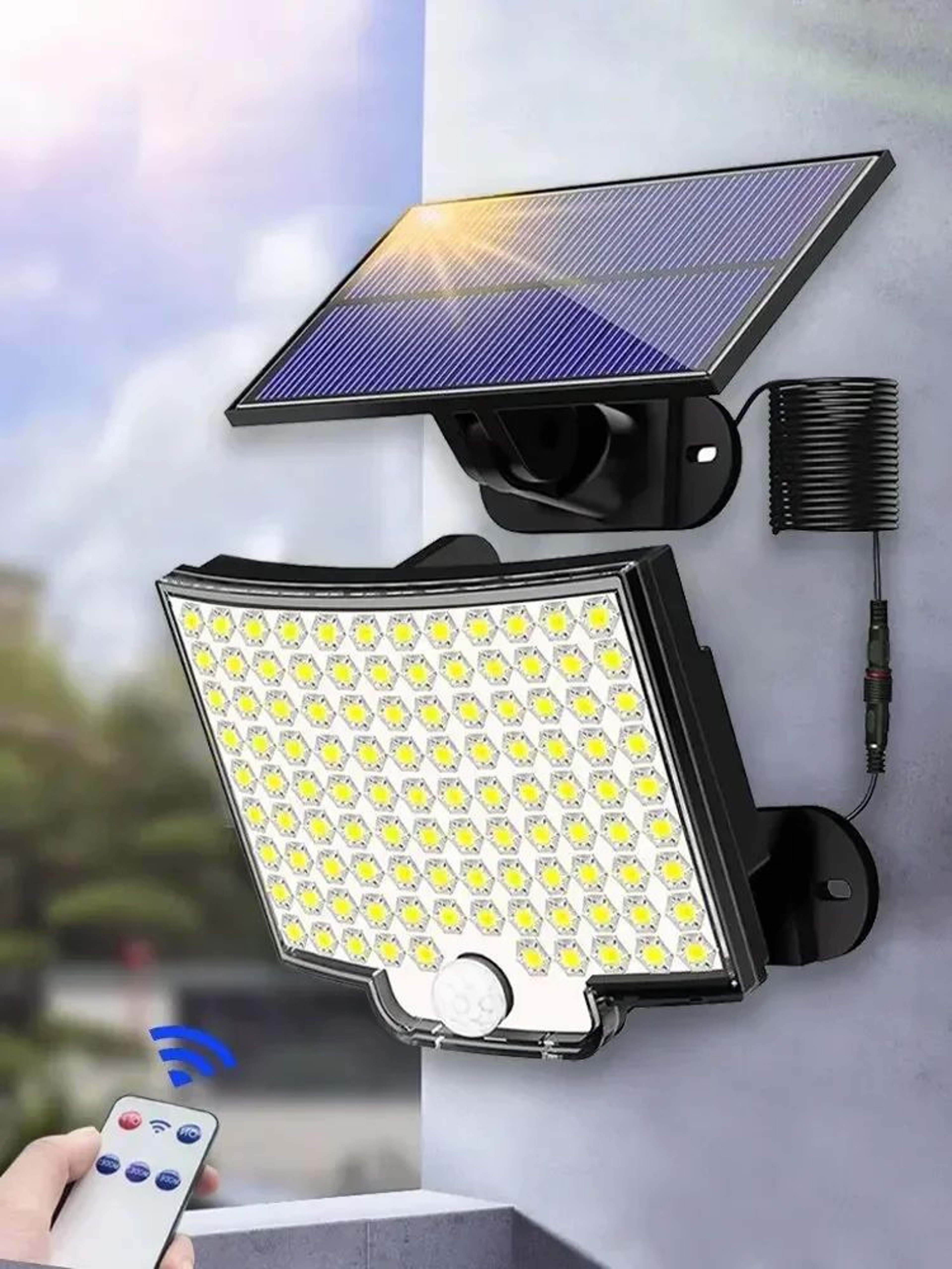 SolarMax 106LED Split Solar Motion Sensor Light  Waterproof Outdoor Wall Security Lamp 1