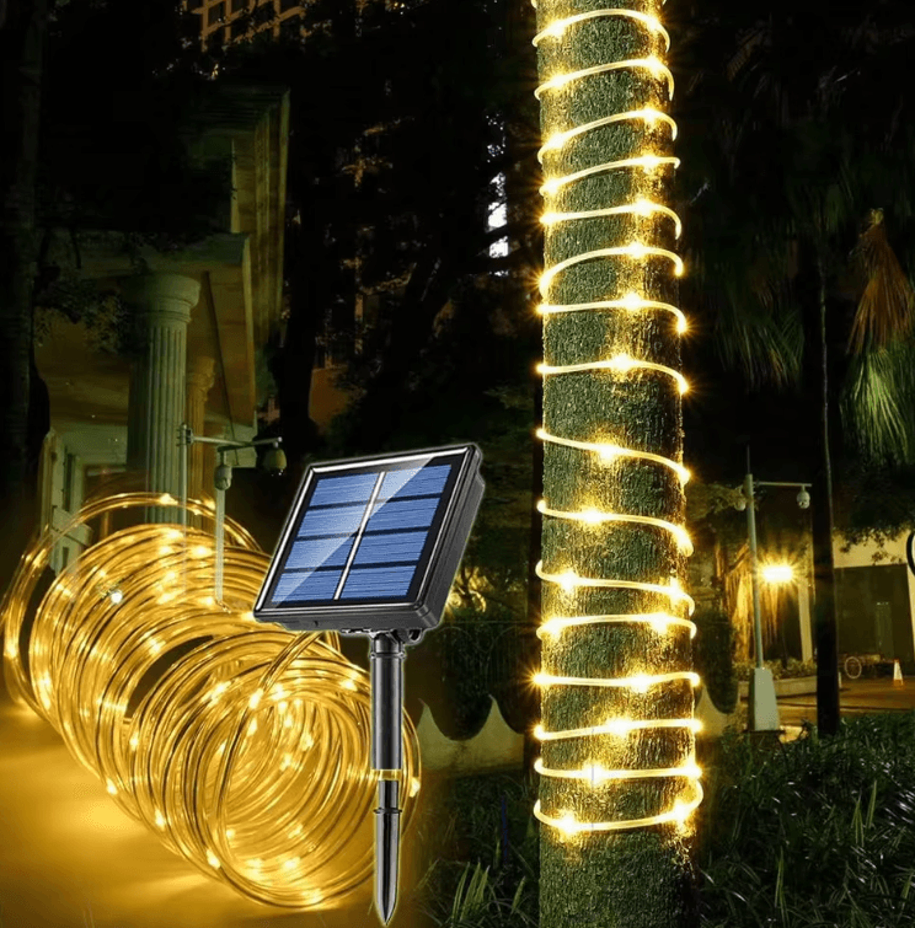 104FT 300LED Solar Tube String Lights  Multicolor Waterproof Garden  Patio Decor 3