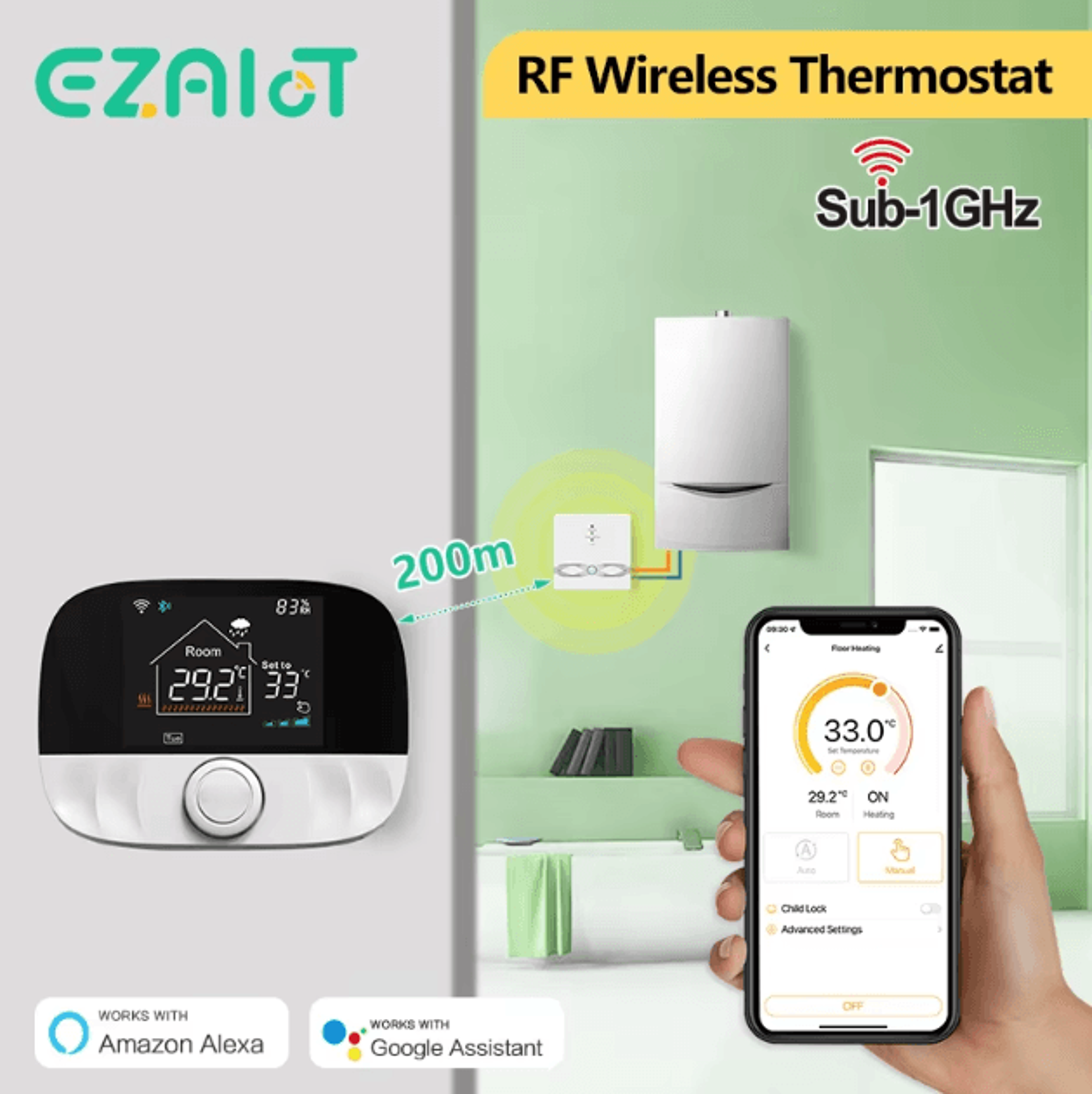 Tuya RF Wireless WiFi Thermostat  Smart Temperature Controller For Gas Boiler  Water Heating With A 1