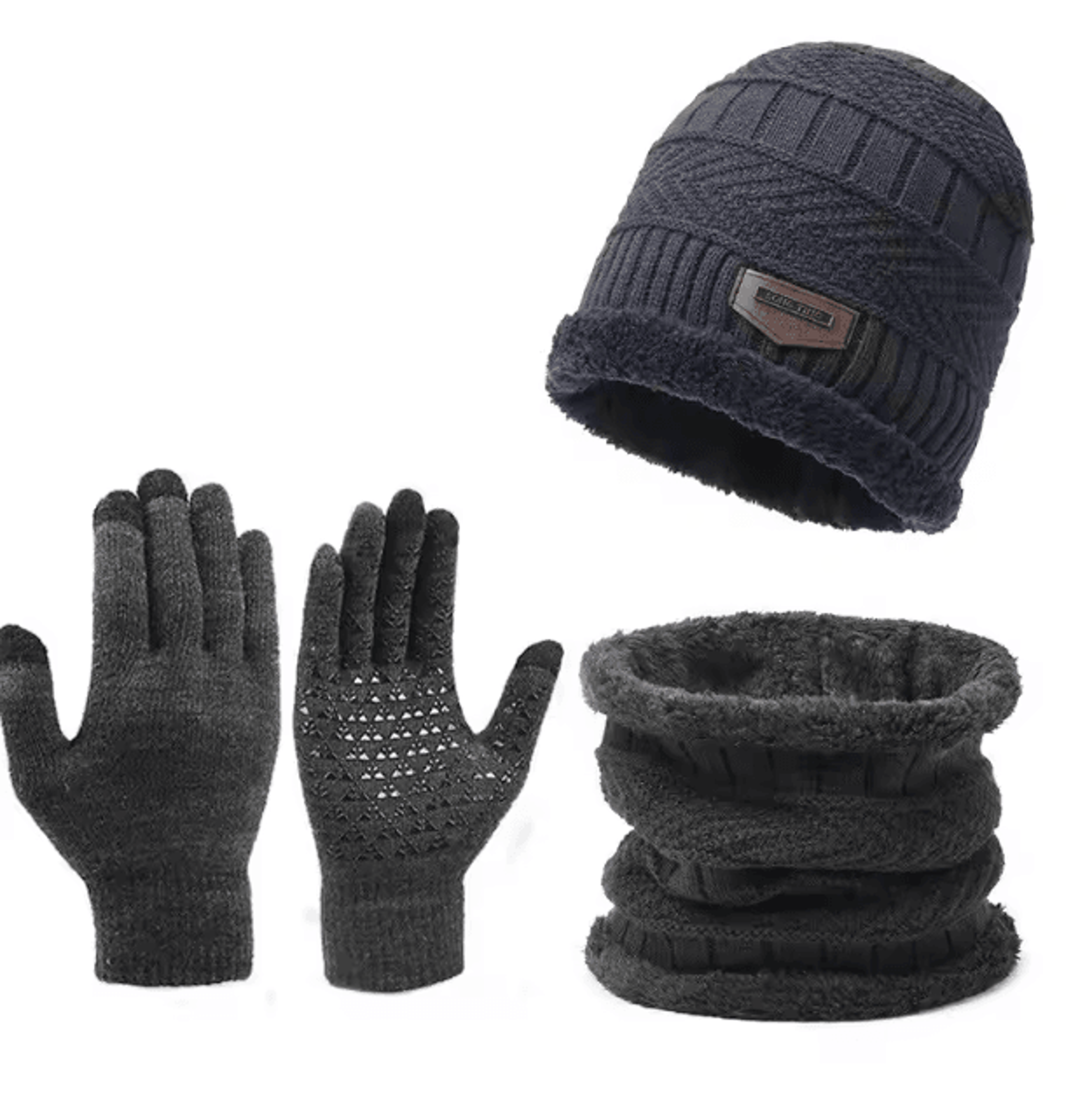 Windproof Winter Hat Scarf And Gloves Set With Cashmere Lining For Full Cold Protection 4