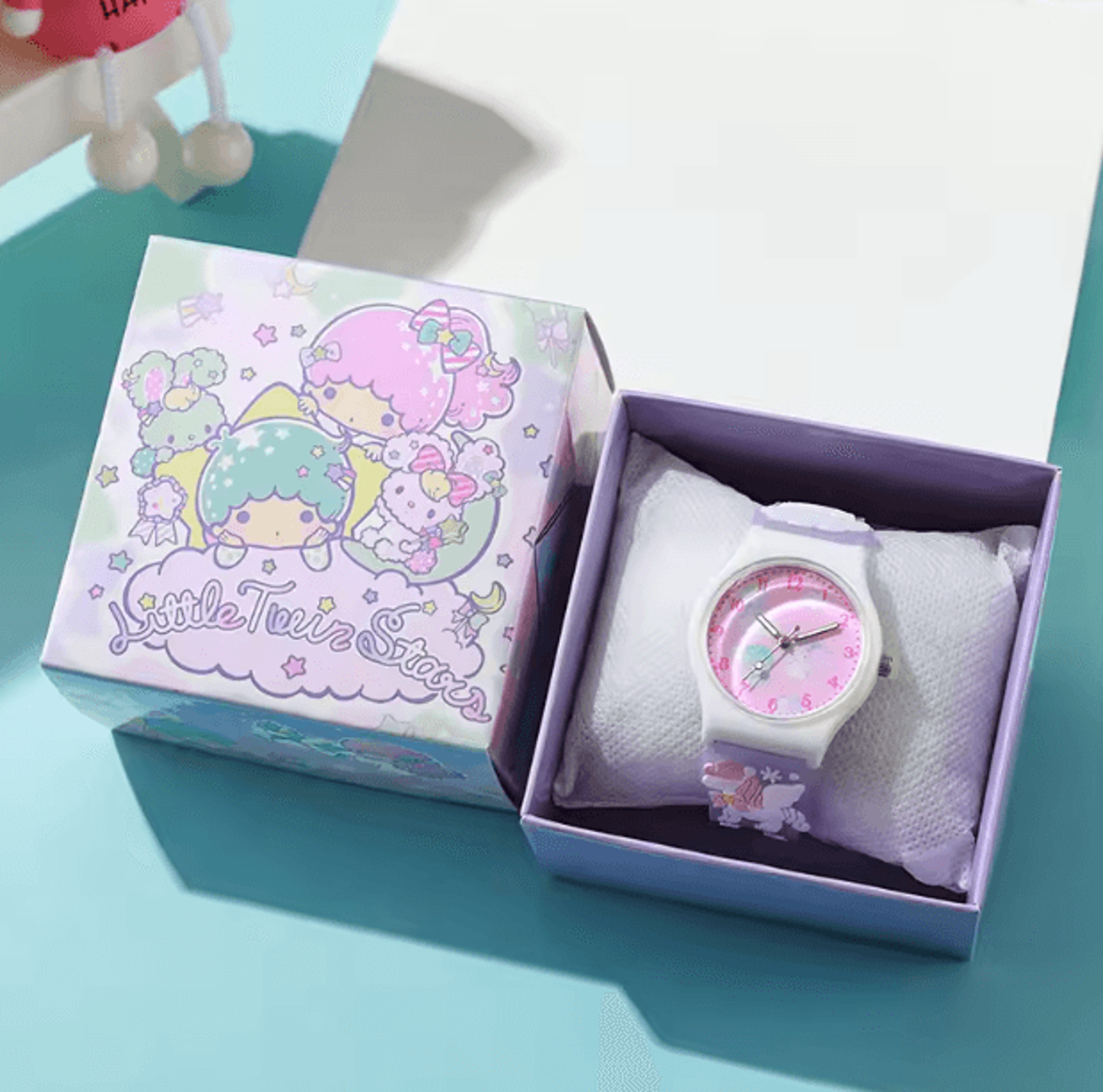 3D Hello Kitty Cartoon Kids Watch Cinnamoroll Kuromi Melody Silicone Wristwatch Gift Set 5