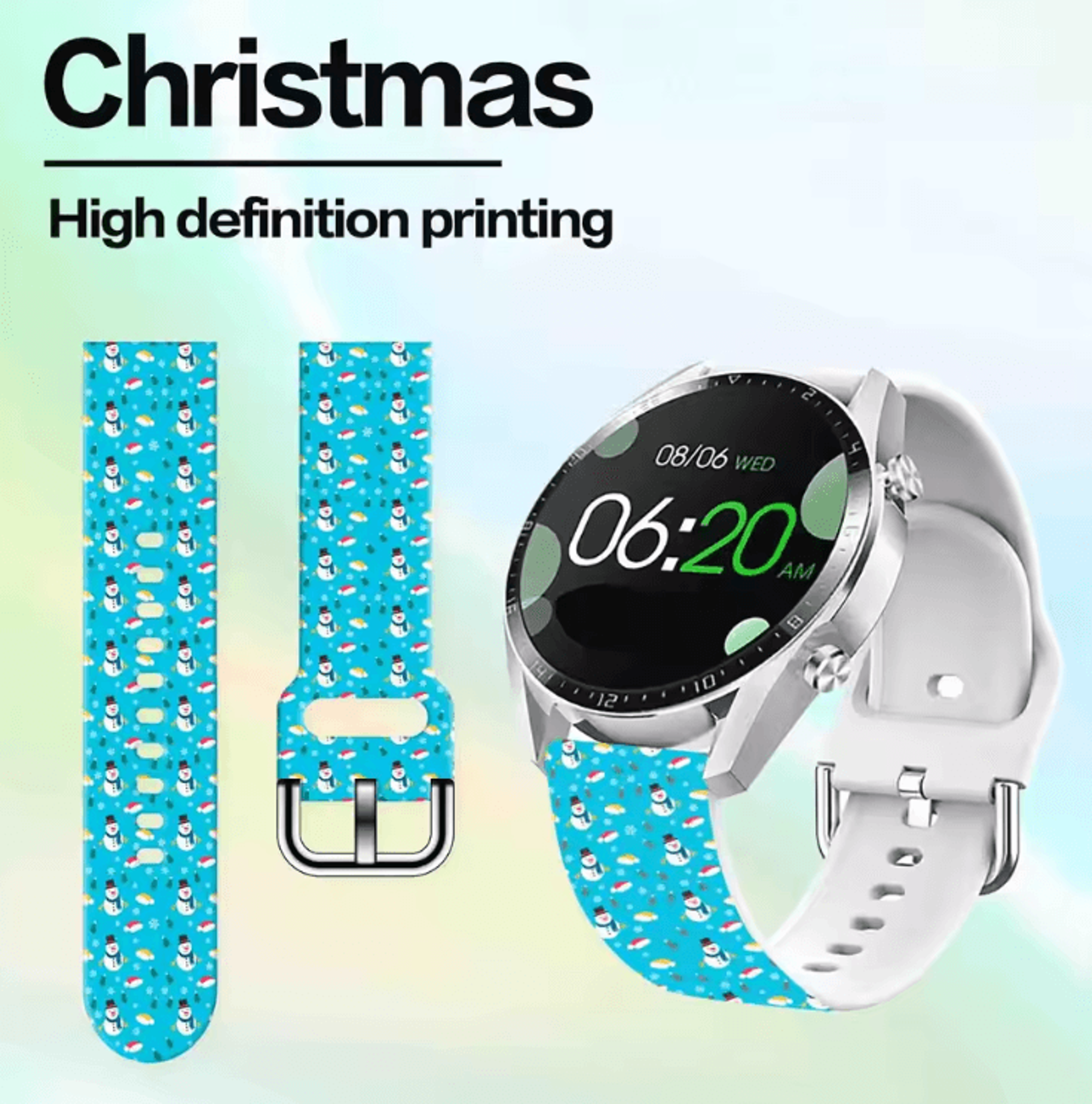 Christmas Silicone Watch Band 20mm  Festive Replacement Strap For Samsung Galaxy And Smartwatches 0