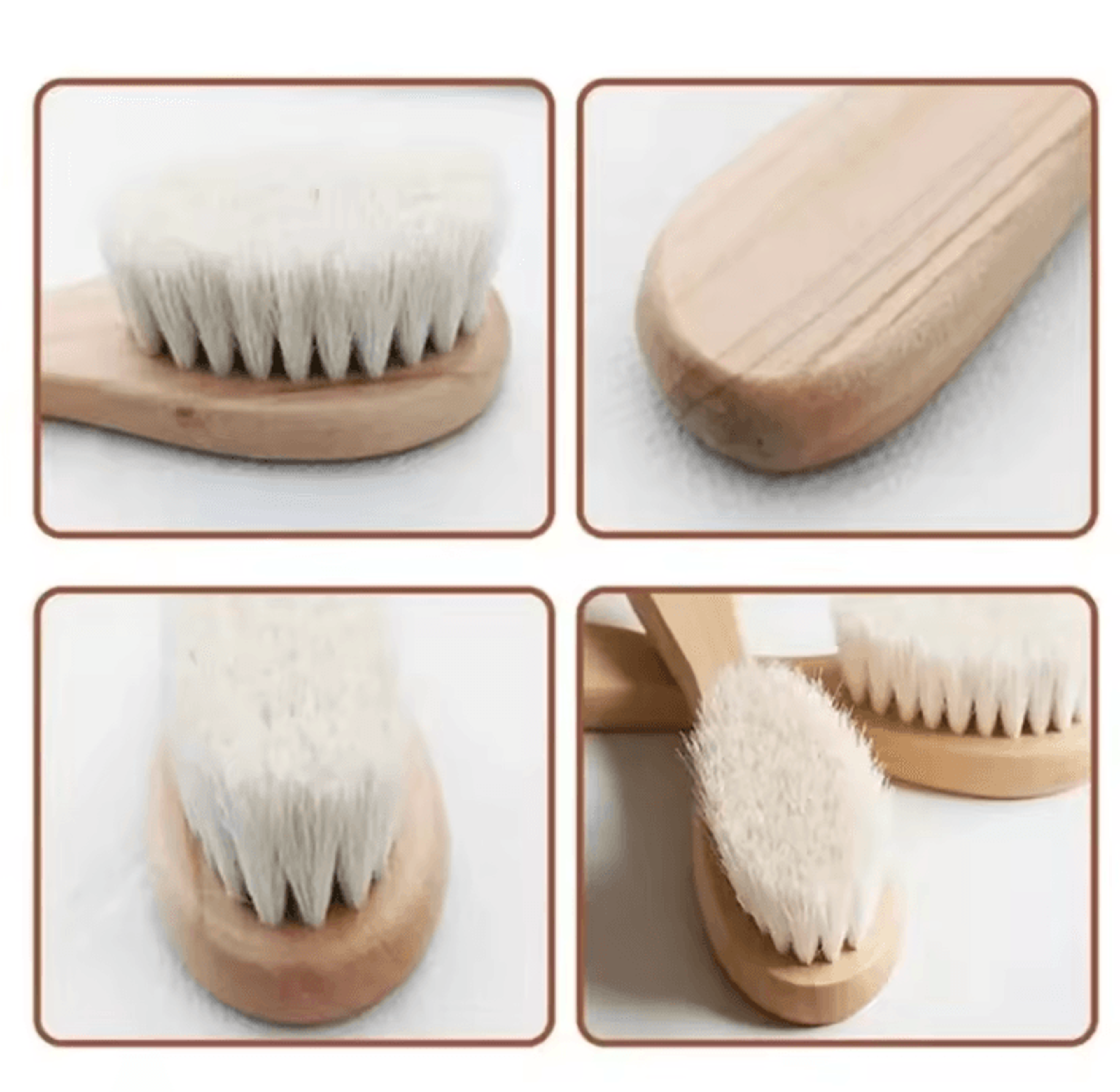 2Piece Wooden Baby Hair Brush Set  Soft Wool Newborn Comb  Scalp Massager 1