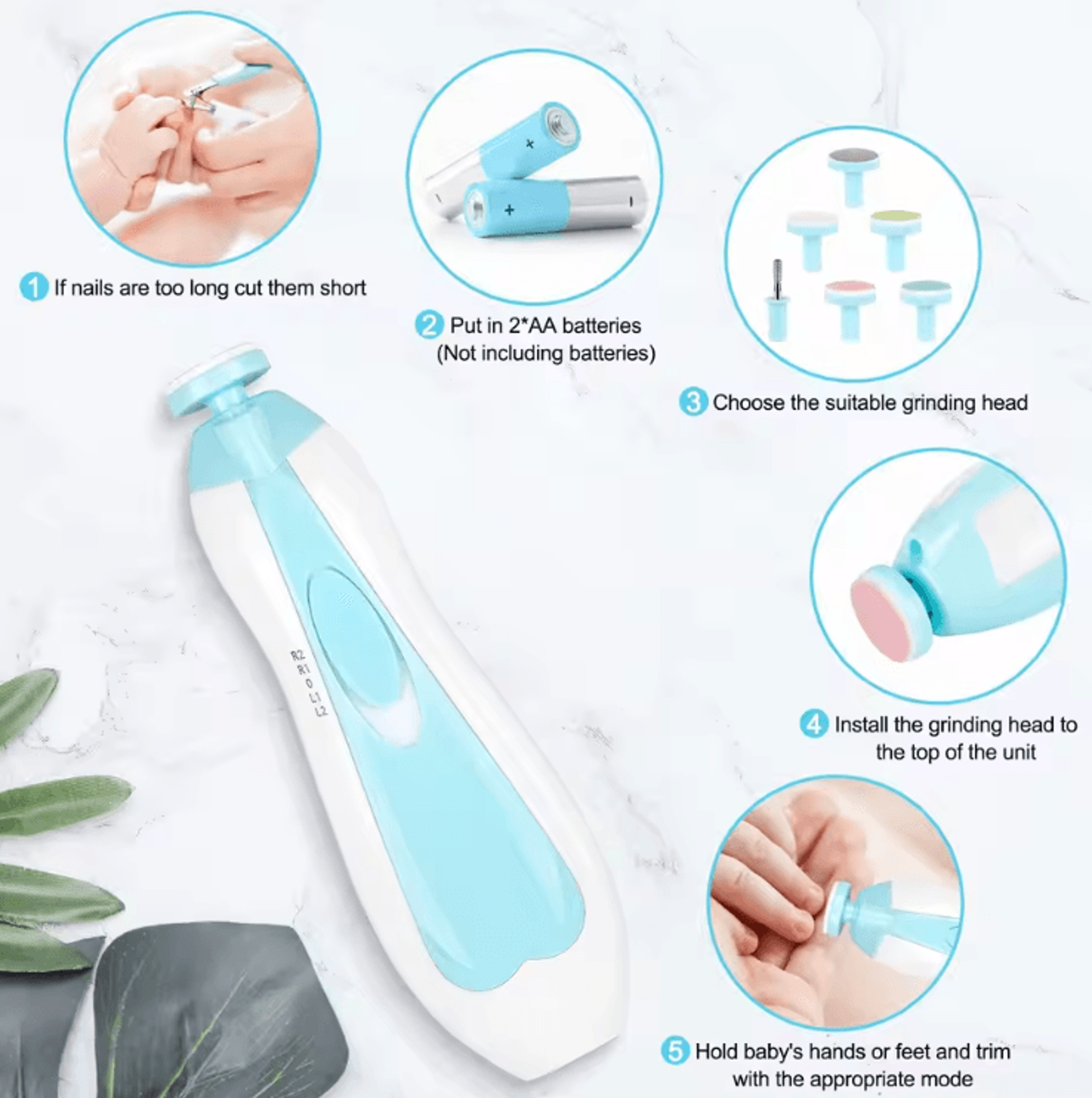 Baby Electric Nail Trimmer Kit  Gentle Infant Nail File  Safe Manicure Set 2