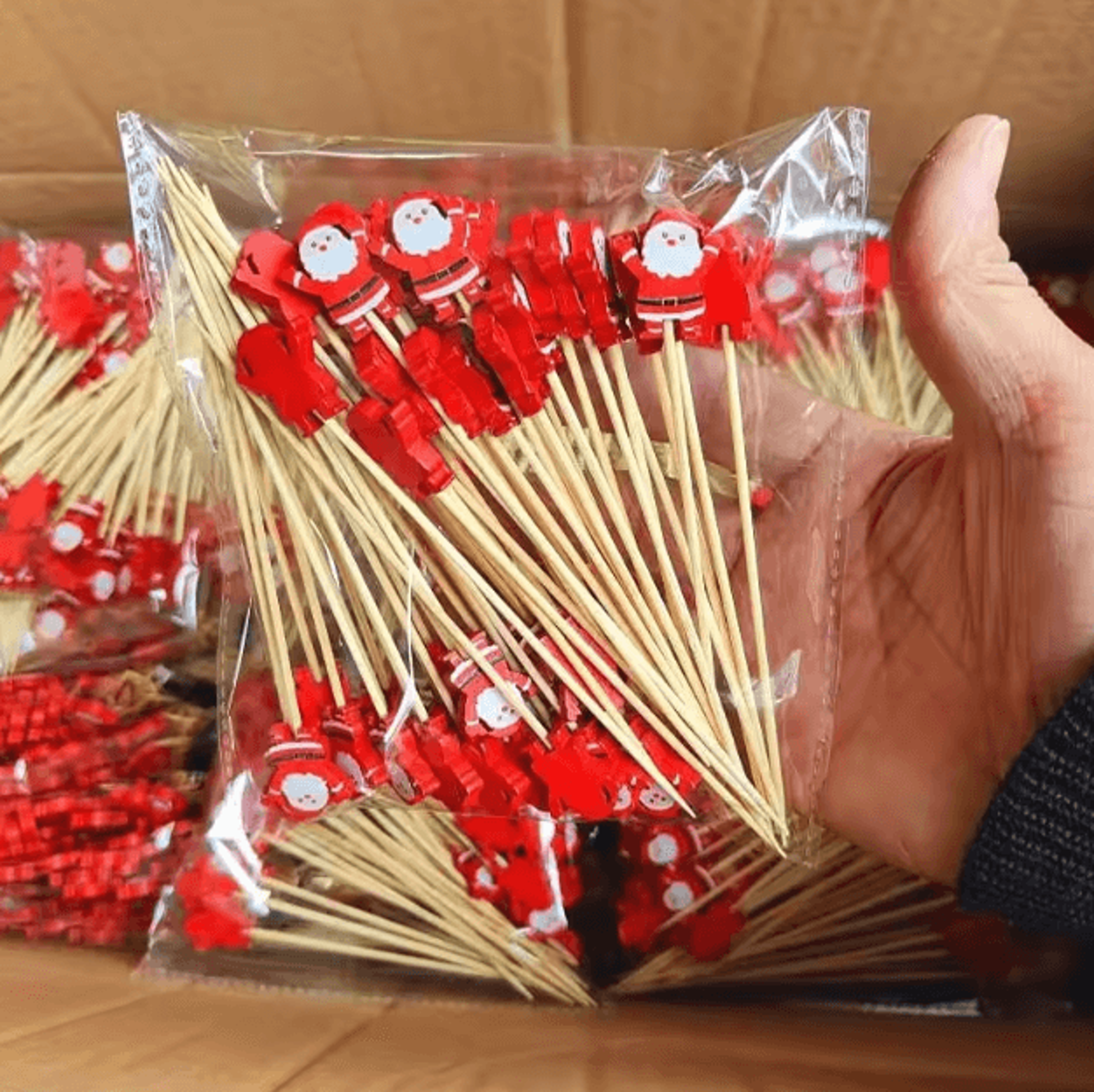 Christmas Cocktail Picks Set  50pcs Bamboo Fruit Sticks For Festive Appetizers  Party Decor 4
