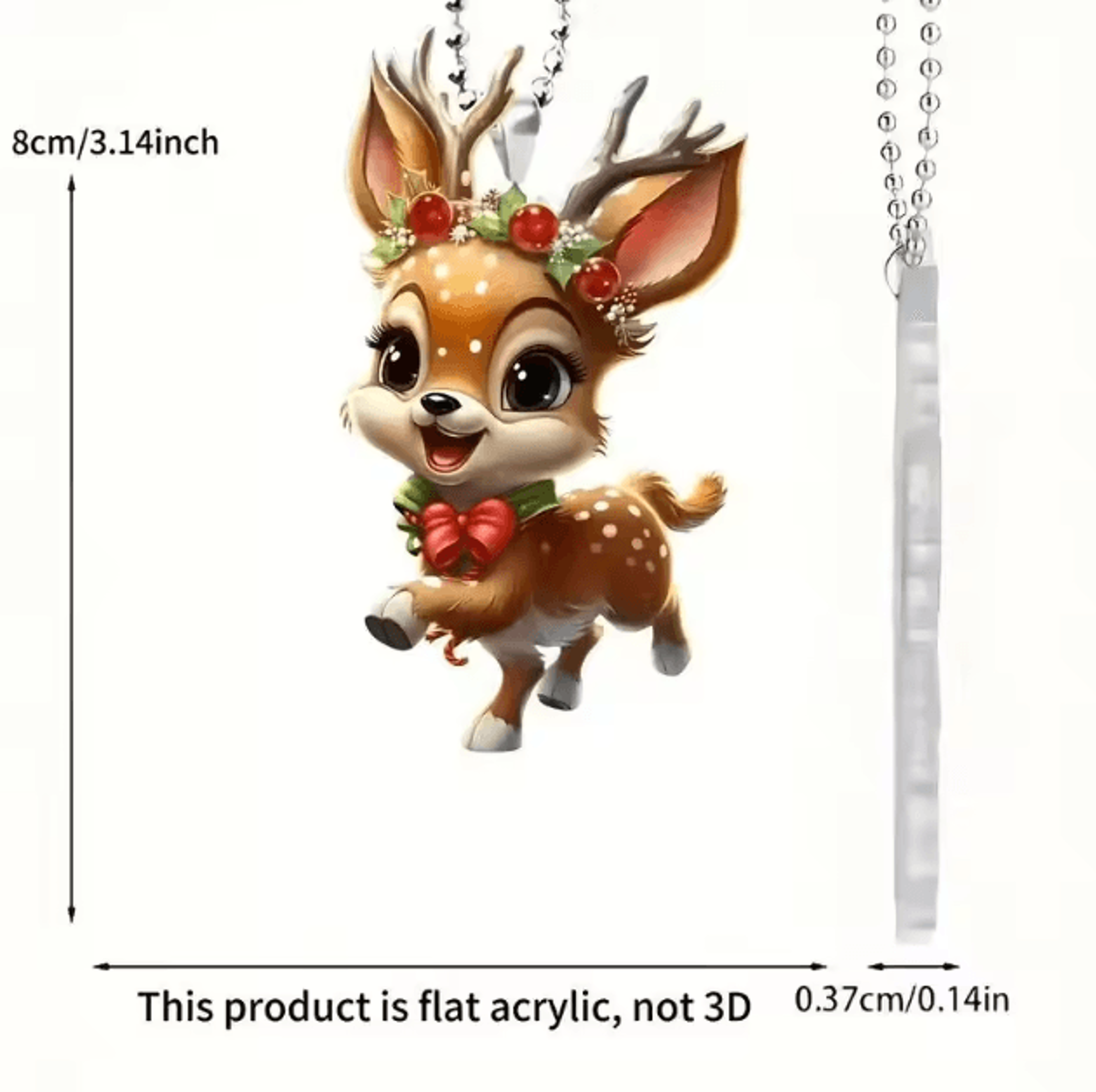 Acrylic Christmas Hanging Ornaments Set Santa Deer Elk Flat Tree Decorations For Holiday Decor 4