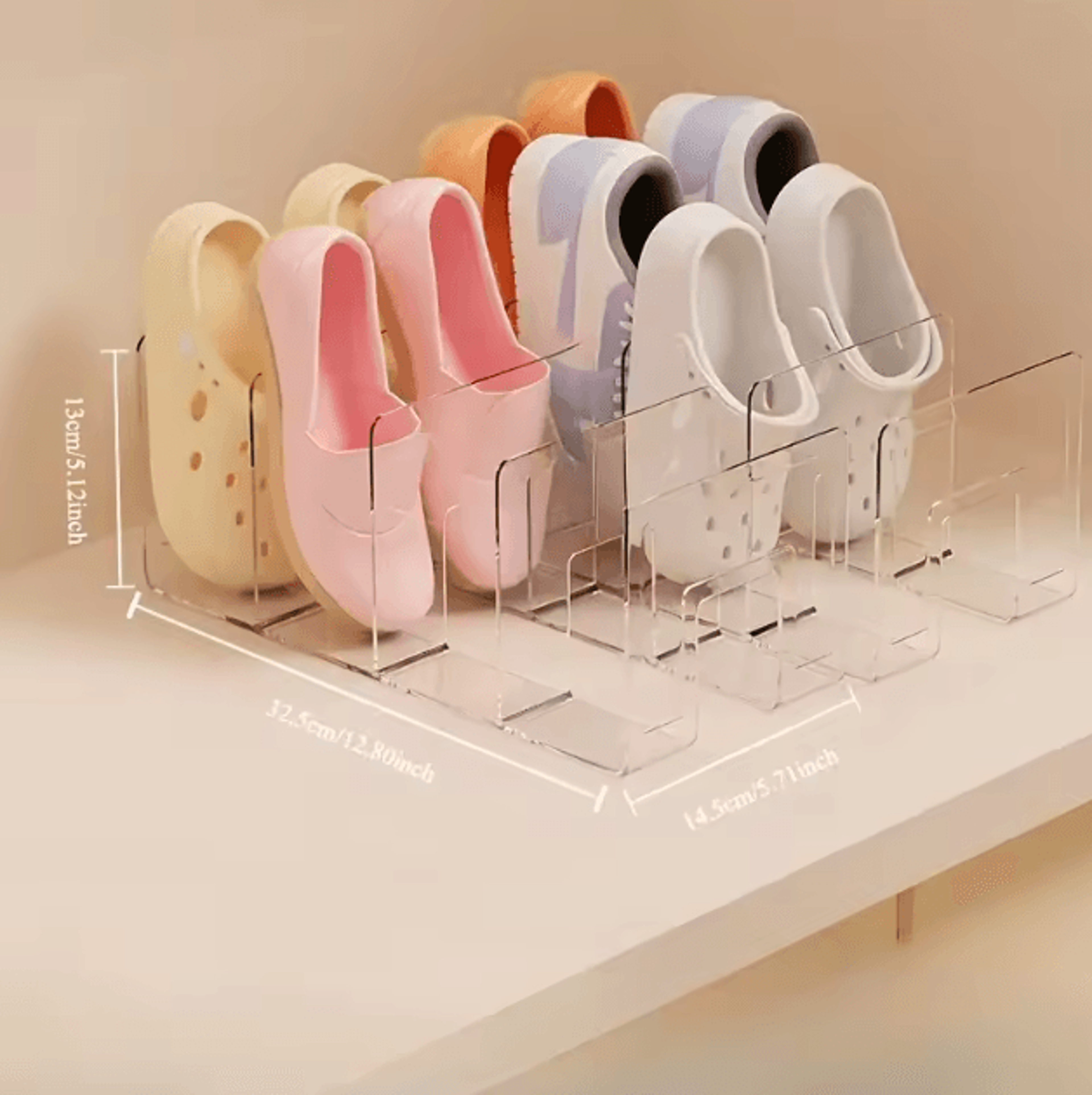 Transparent Acrylic 4Compartment Shoe Rack  Stackable SpaceSaving Organizer For Any Room 2