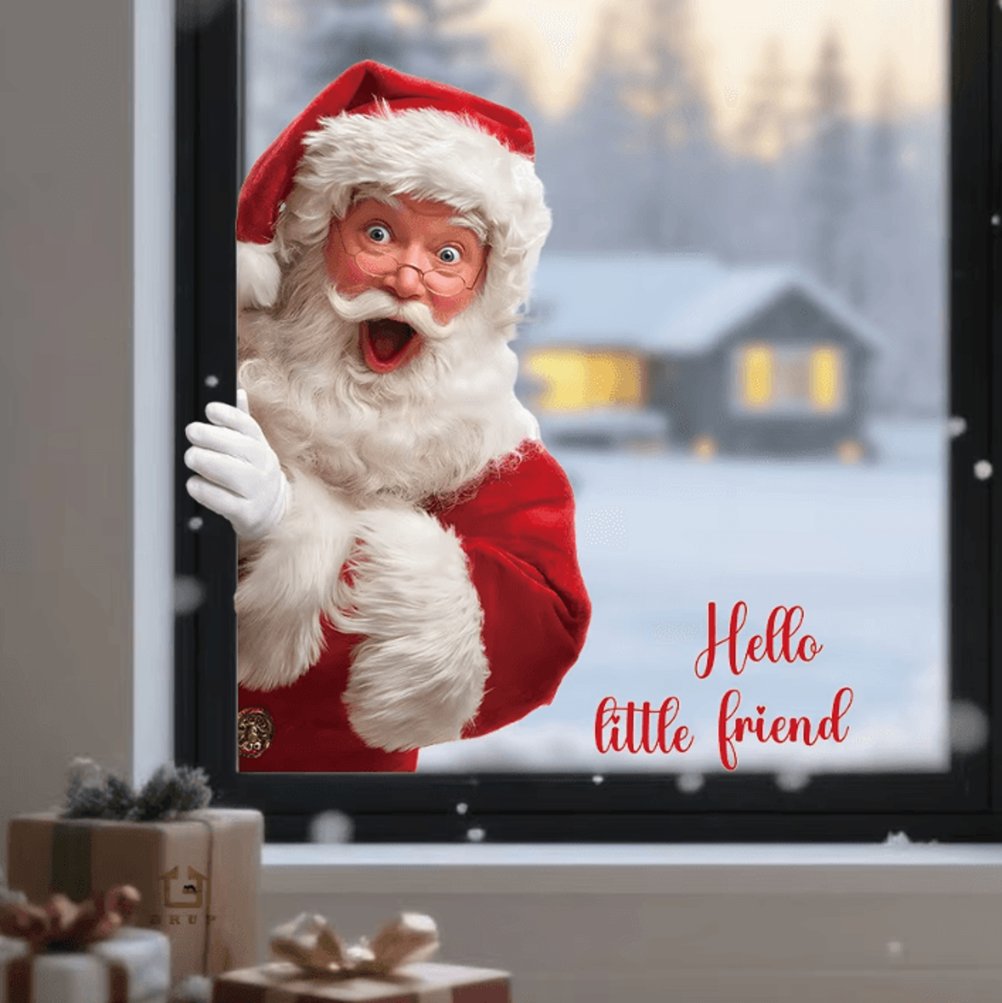 FestiveCling Santa Window Stickers  Removable Static Cling Christmas Decor 0