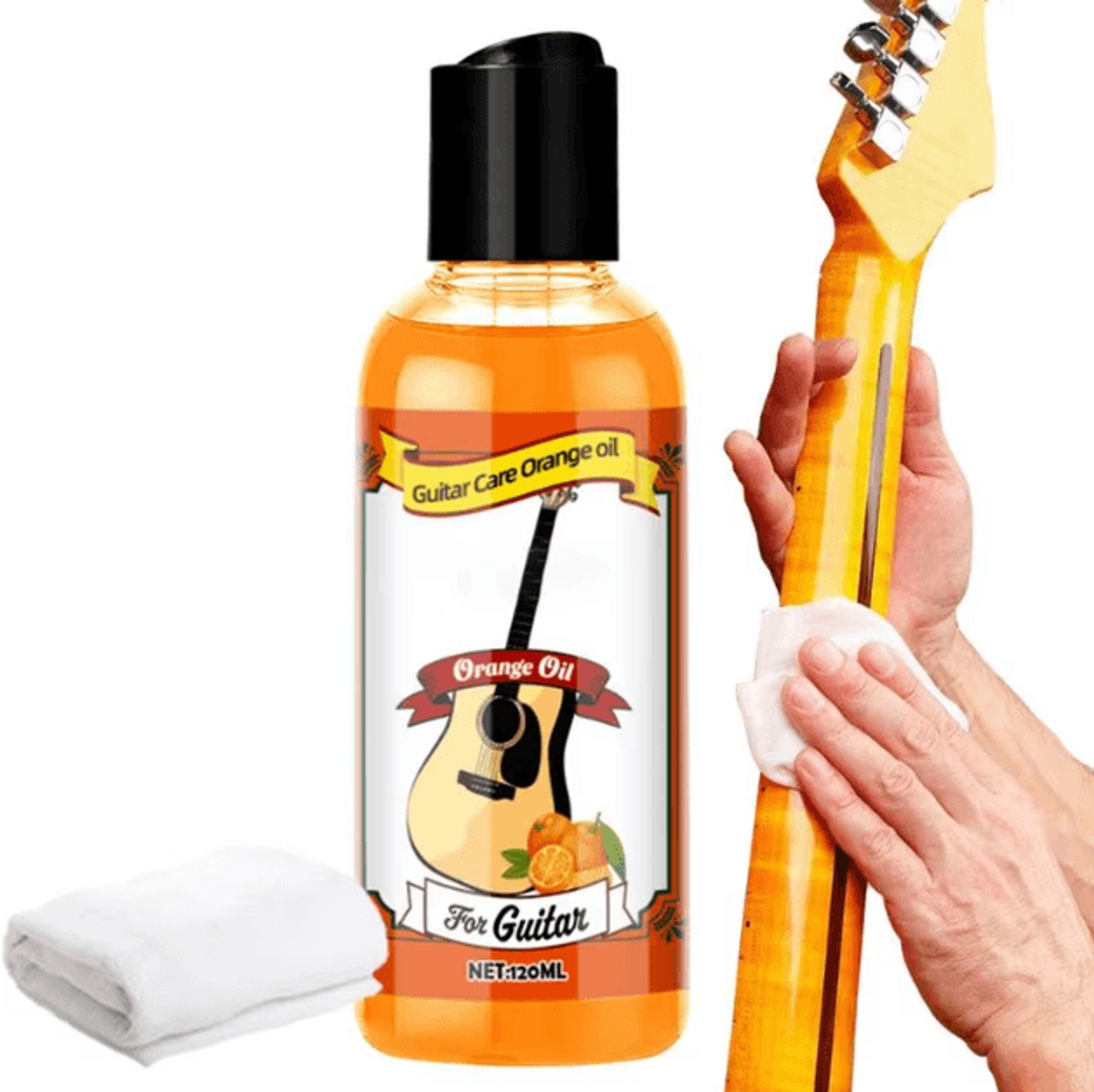 120ml Guitar Fretboard Conditioner Orange Oil Cleaner  Polish Kit With Cloth 1