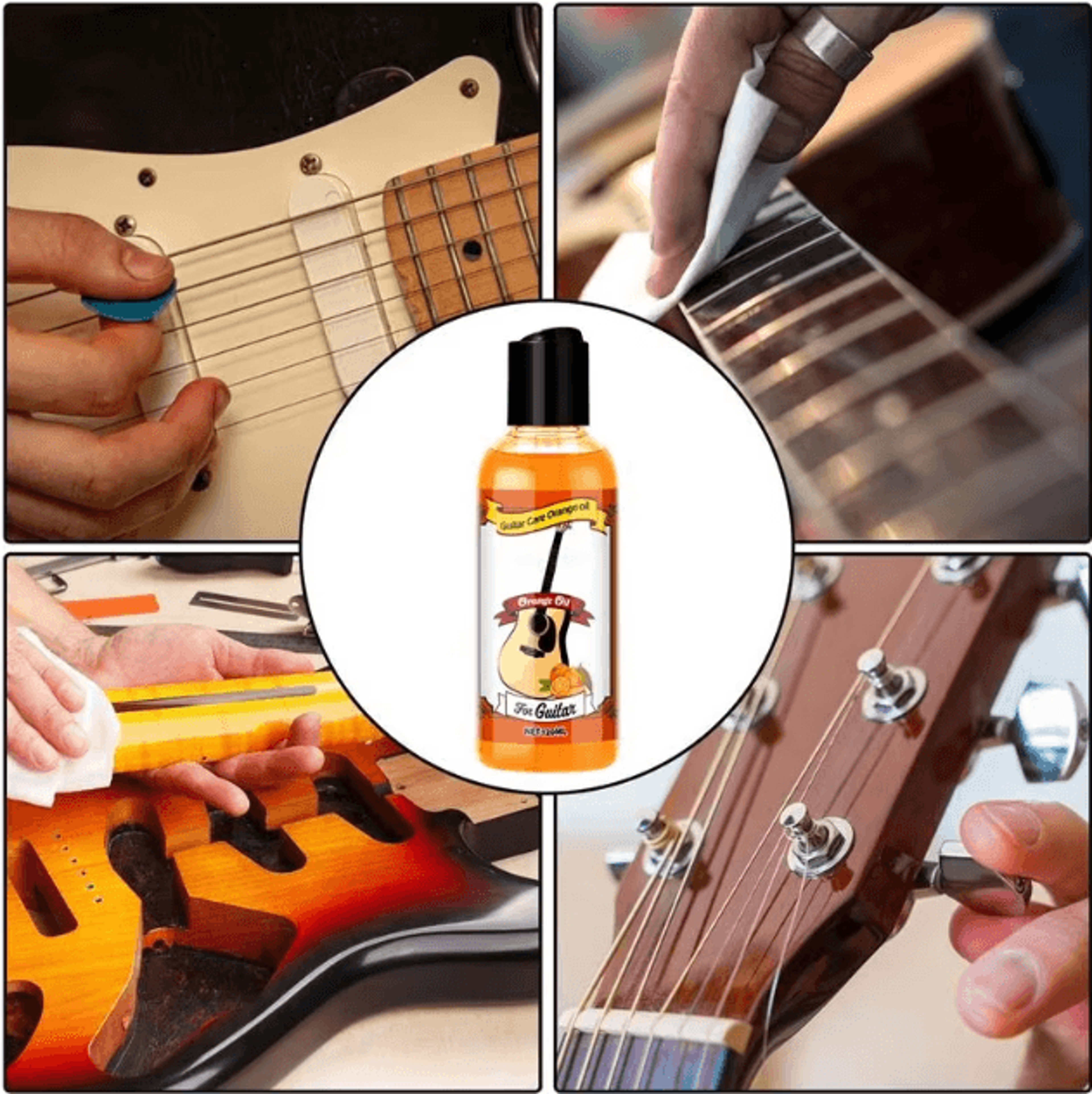 120ml Guitar Fretboard Conditioner Orange Oil Cleaner  Polish Kit With Cloth 2
