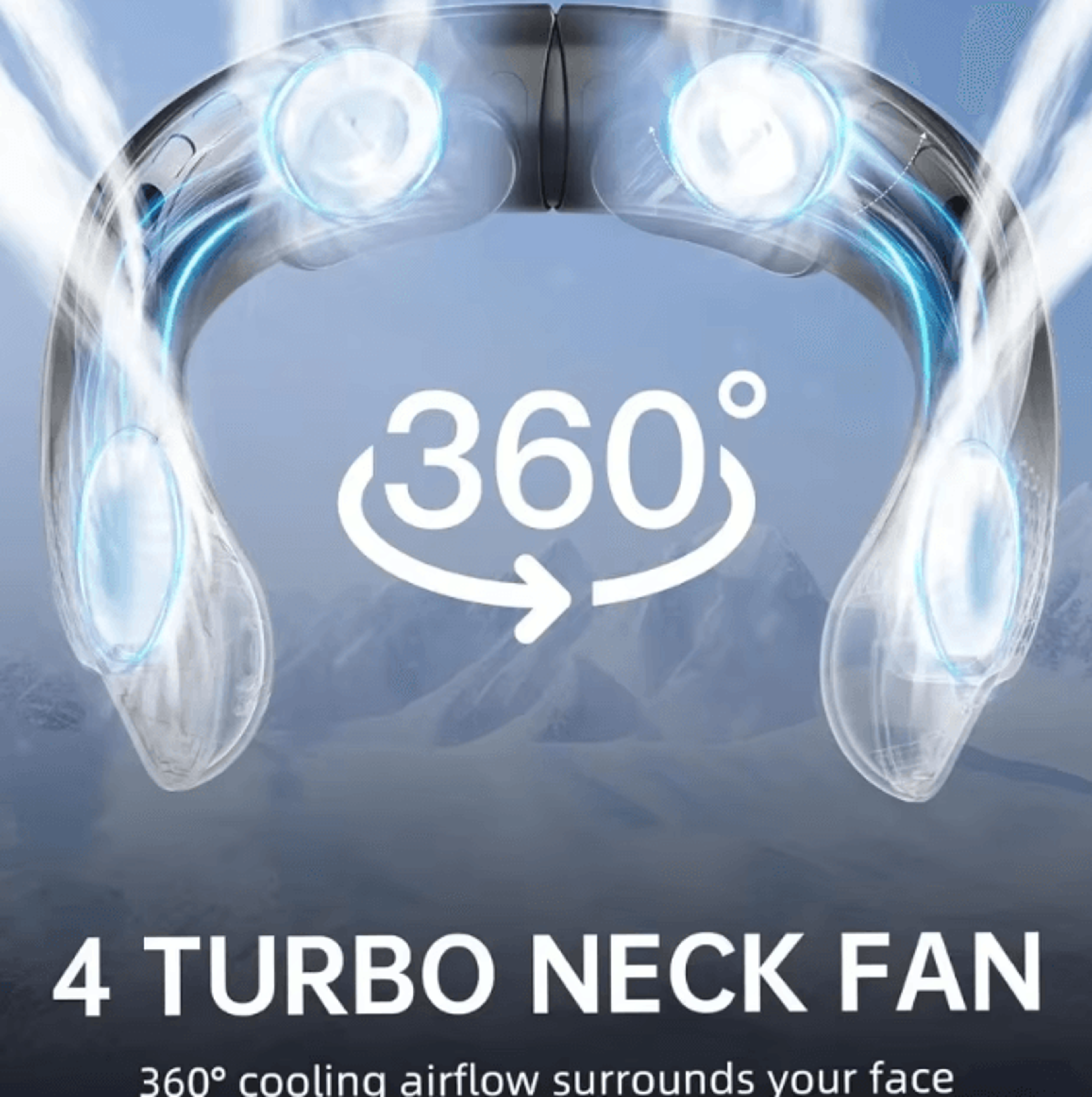 QuadCore Bladeless Neck Fan USB Rechargeable 4000mAh Portable Cooling Fan With Digital Display 1