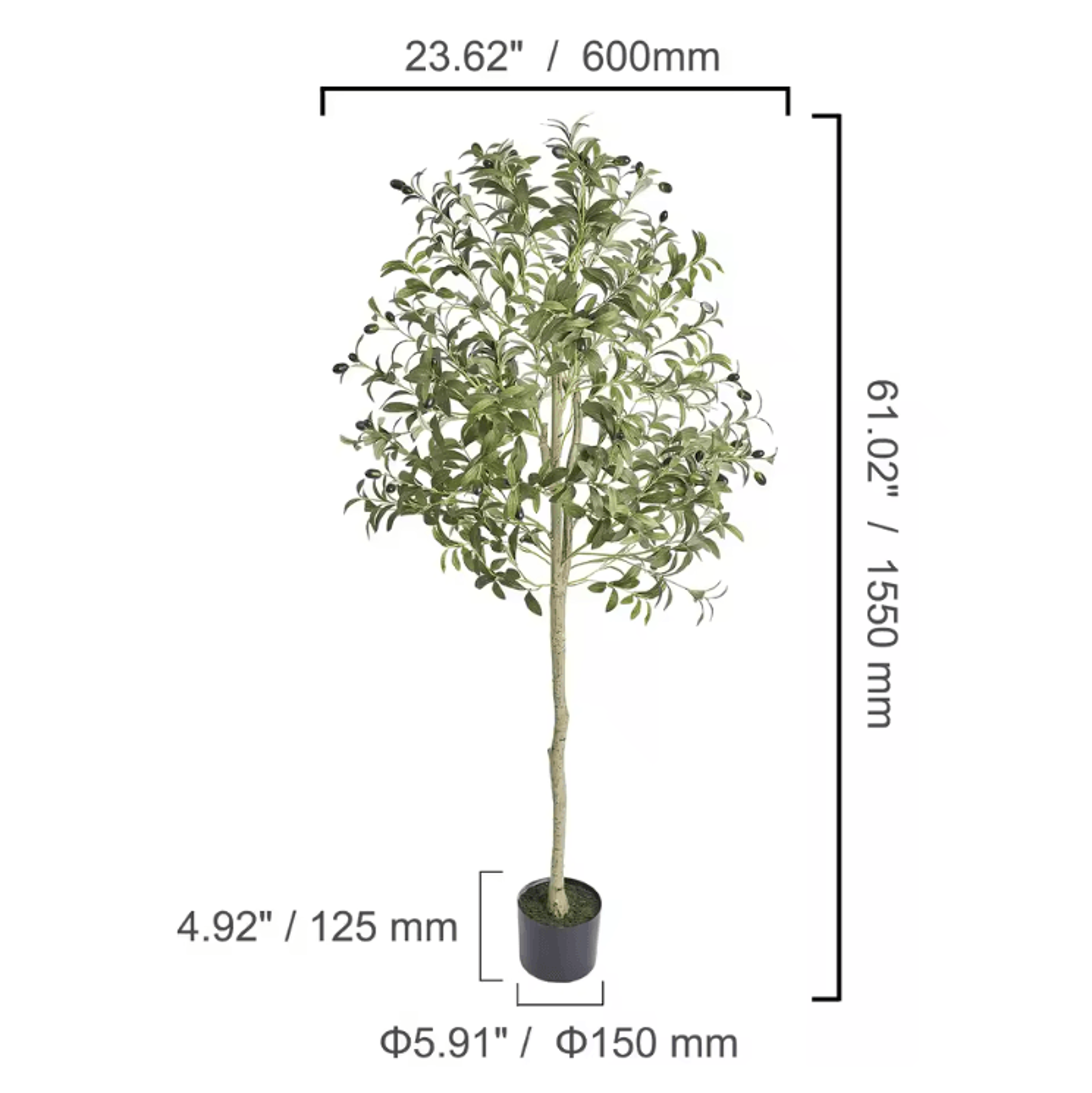 46FT Artificial Olive Tree In Pot  Realistic Faux Indoor Tree With Stable Base 2